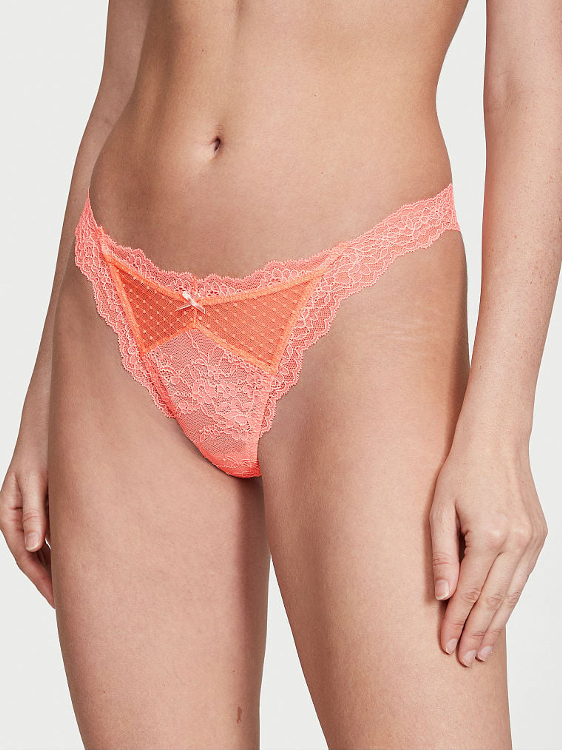 Neon Nectar Orange Thong Lace Knickers - Image 1 of 1