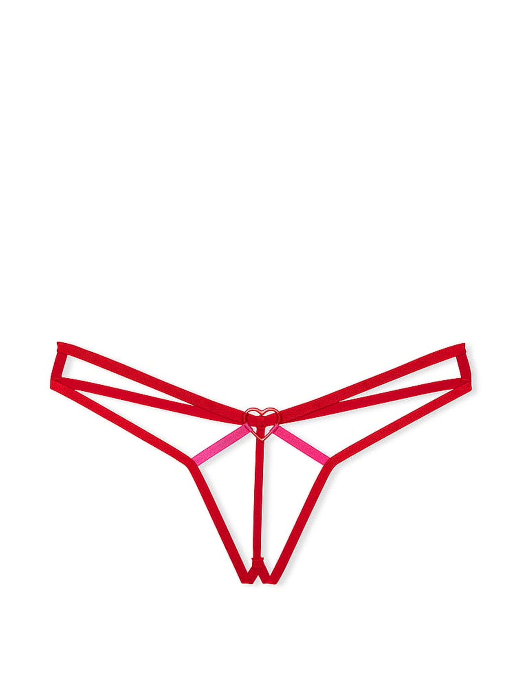 Lipstick Red G String Strappy Heart Knickers - Image 1 of 3