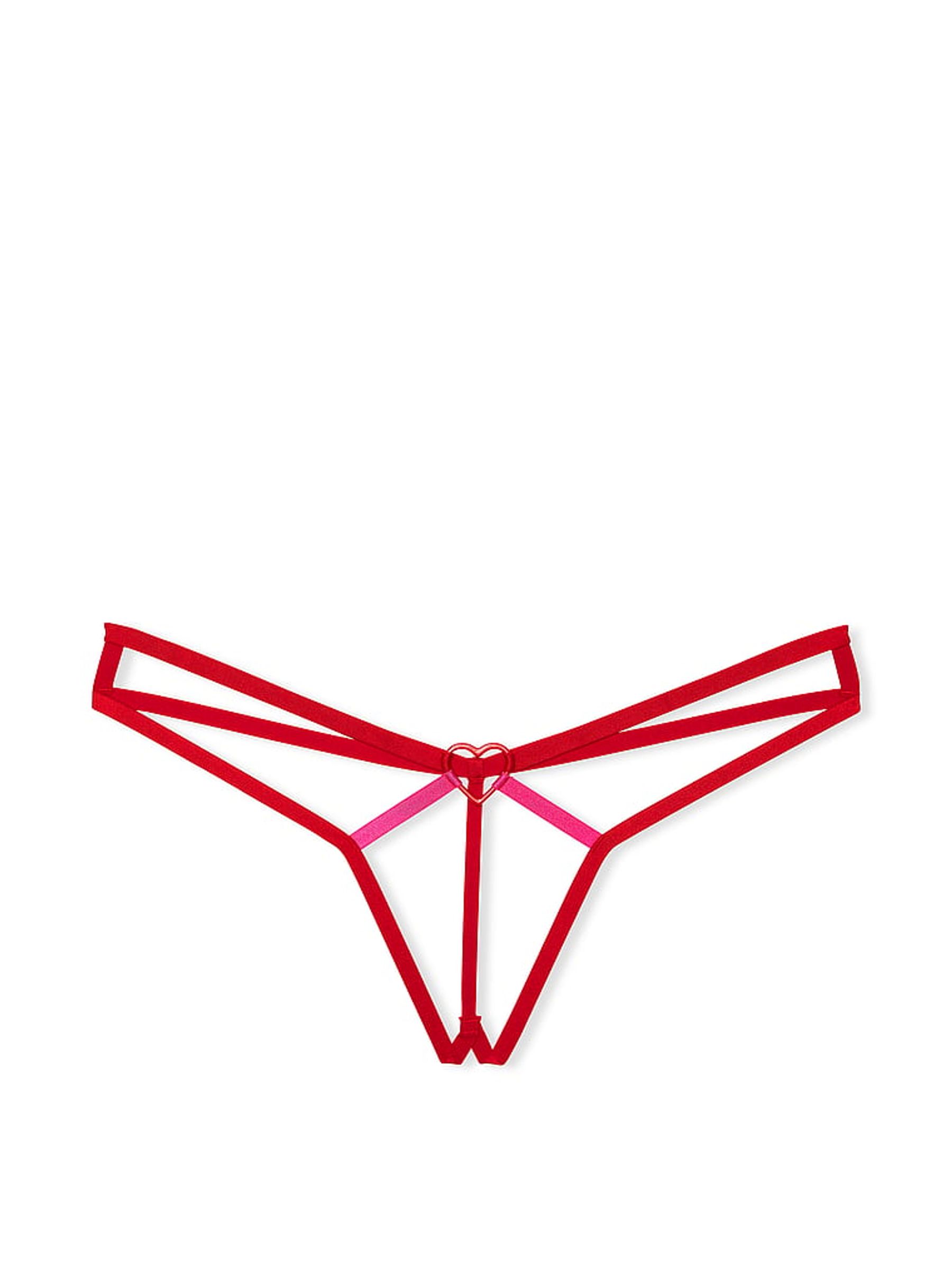 Lipstick Red G String Strappy Heart Knickers - Image 3 of 3