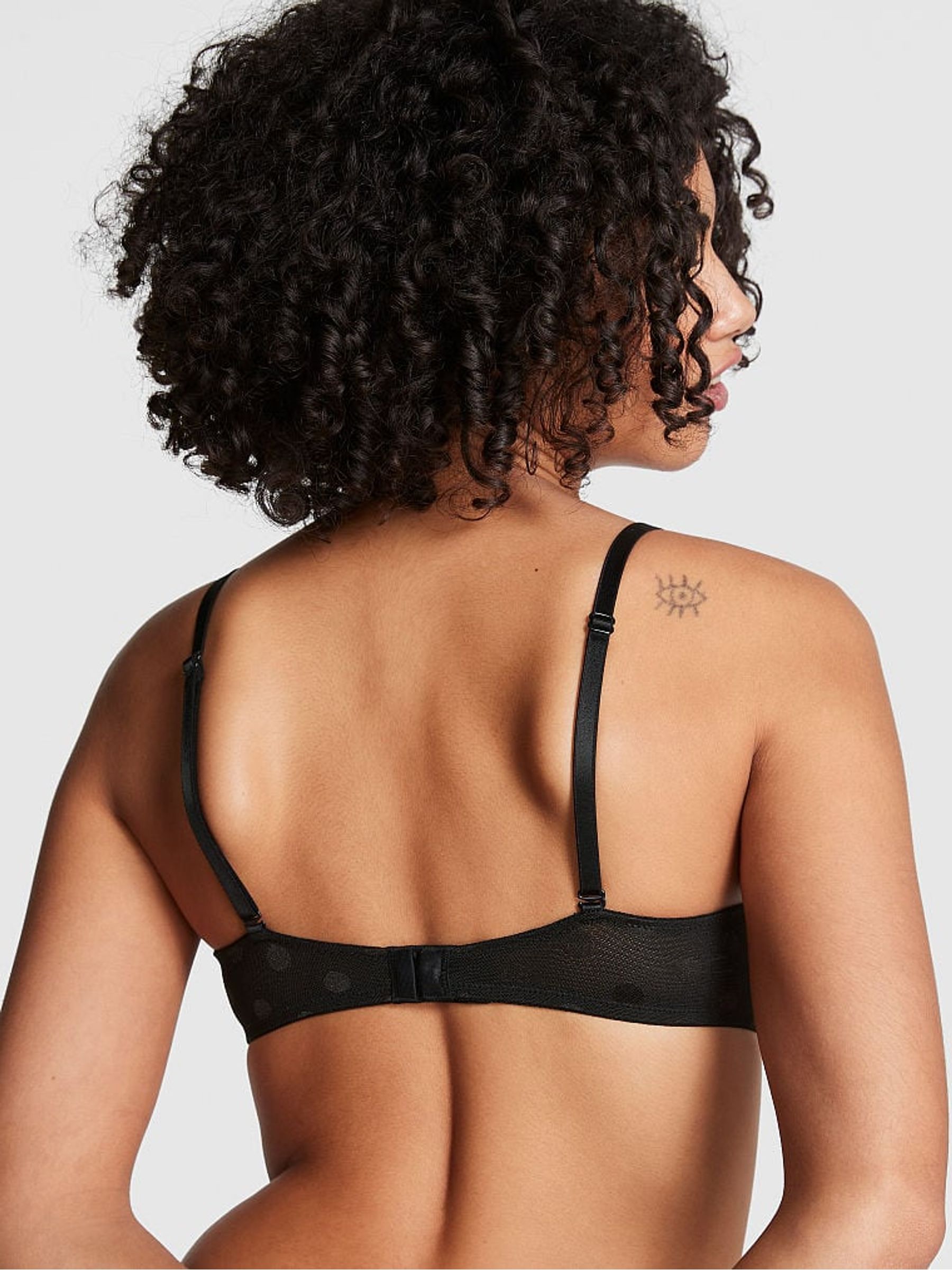 Pure Black Dot Mesh Super Push Up Bra - Image 2 of 4