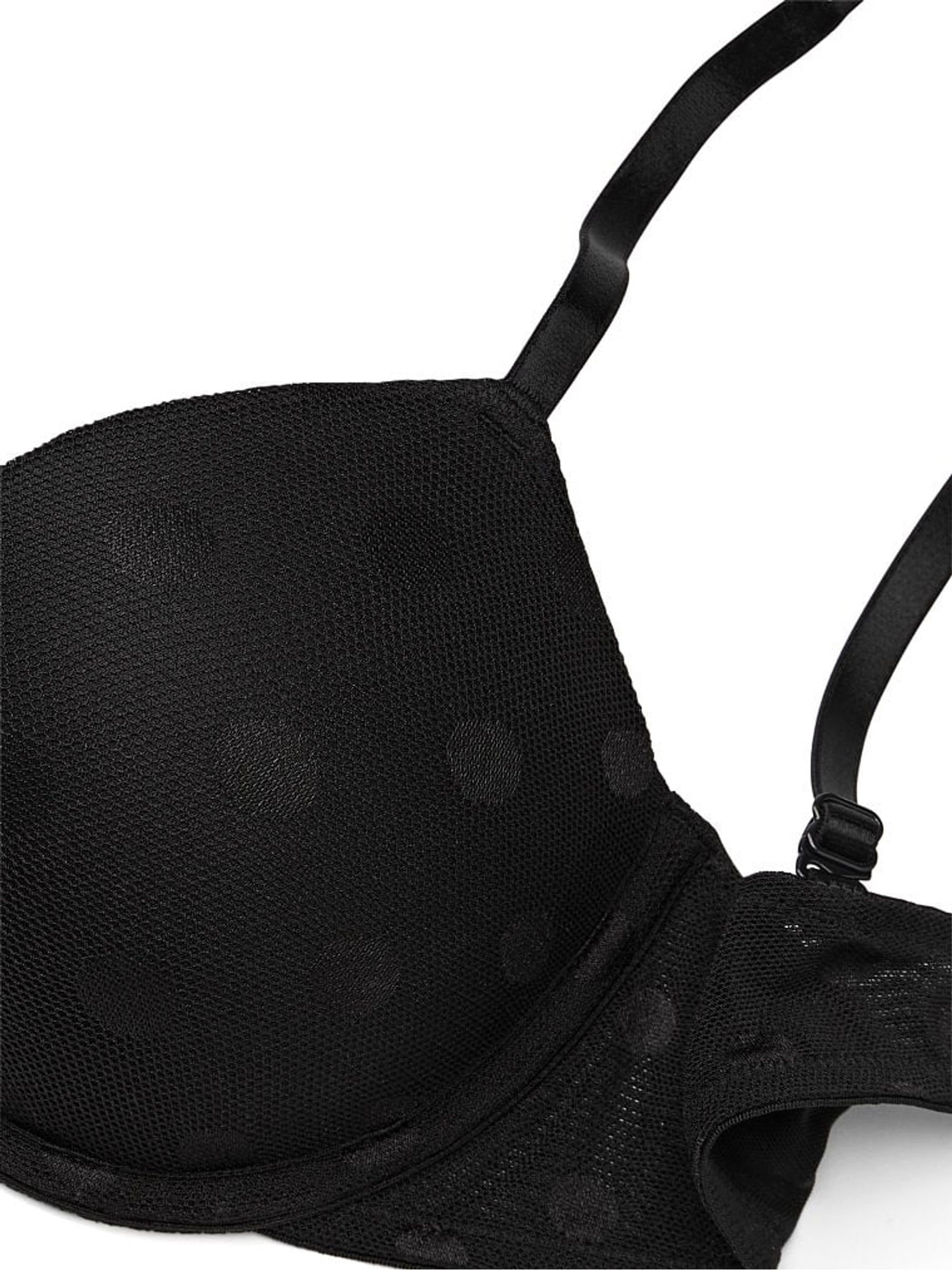 Pure Black Dot Mesh Super Push Up Bra - Image 4 of 4