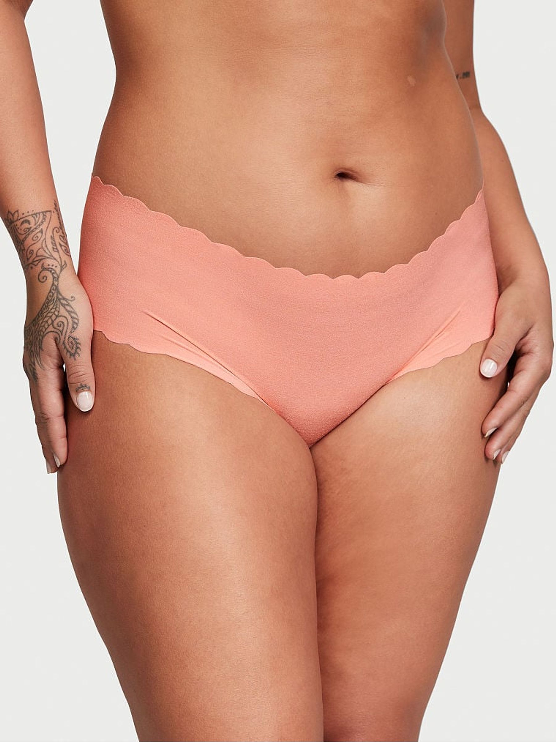 Punchy Peach Orange Scalloped Cheeky No-Show Knickers - Image 1 of 1