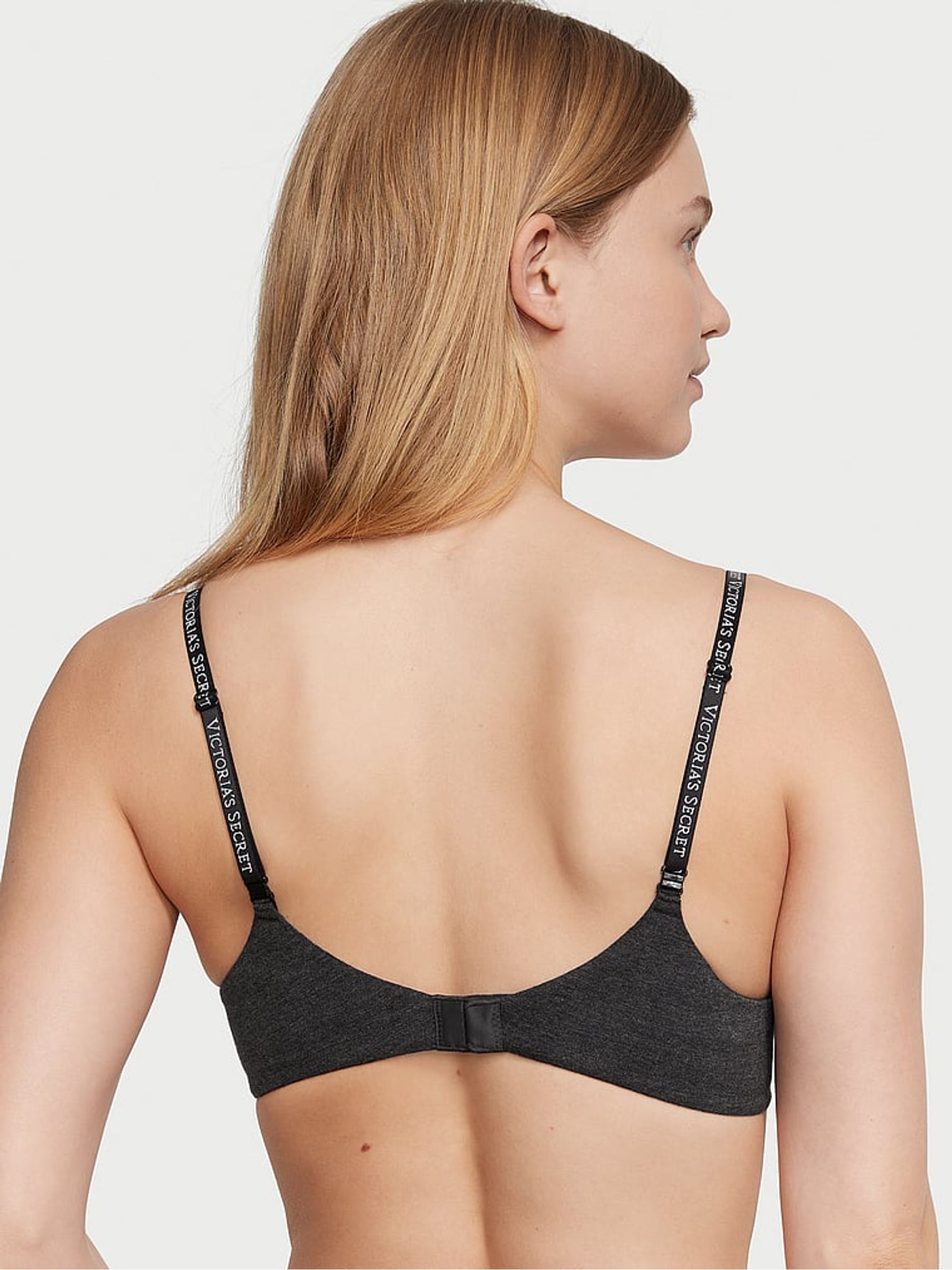 Charcoal Heather Grey Strap Add 2 Cups Push Up Bra - Image 2 of 3
