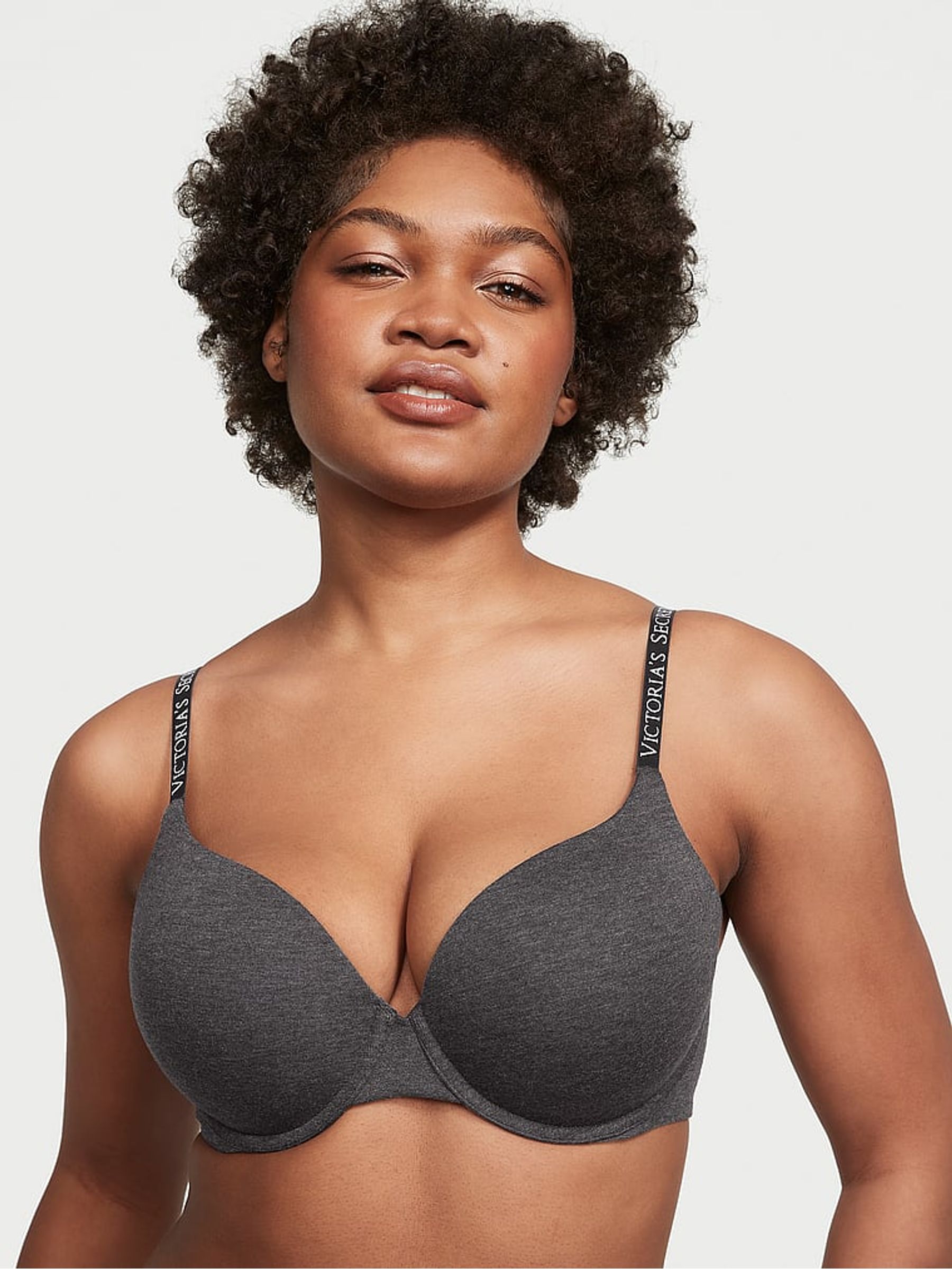 Charcoal Heather Grey Strap Full Cup Push Up Bra - Image 1 of 3