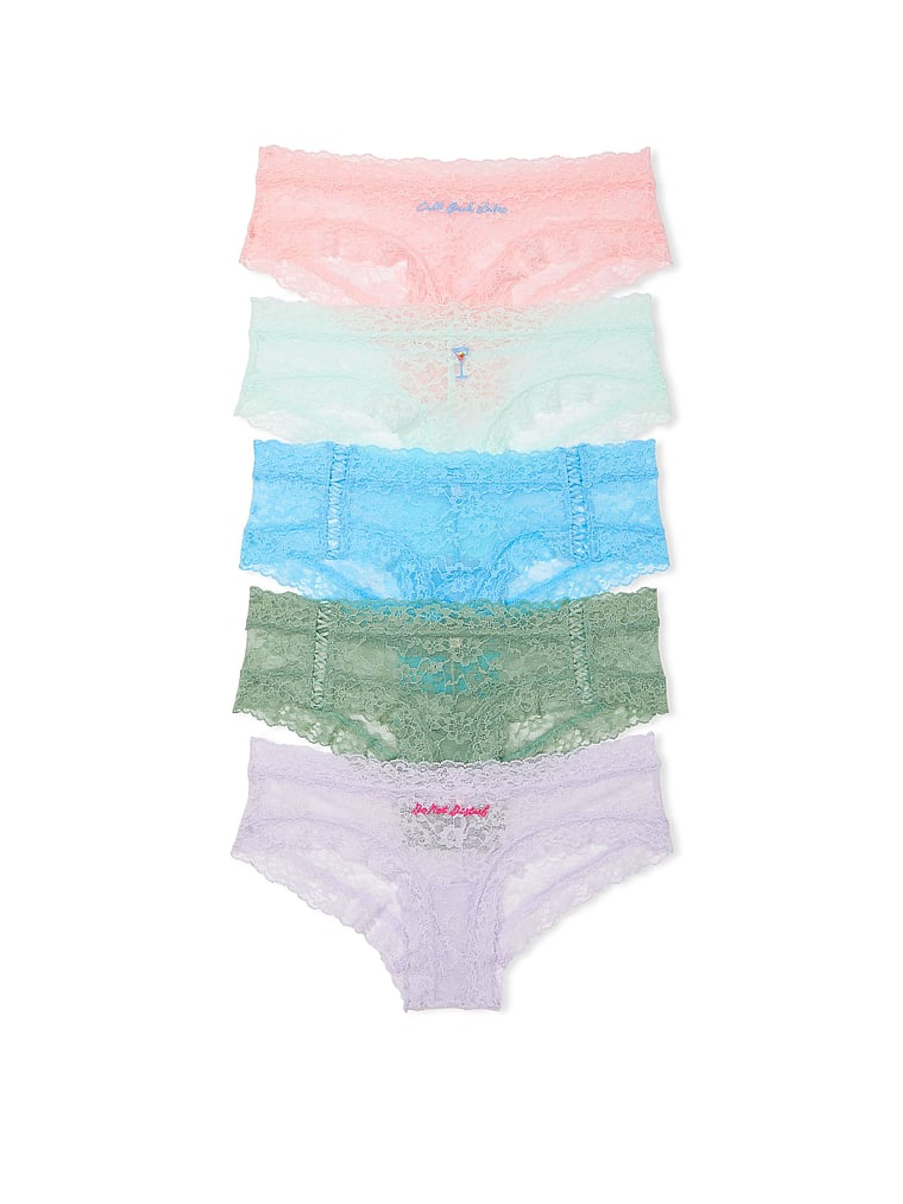Pink/Blue/Green/Purple Cheeky 5 Pack Knickers - Image 1 of 4
