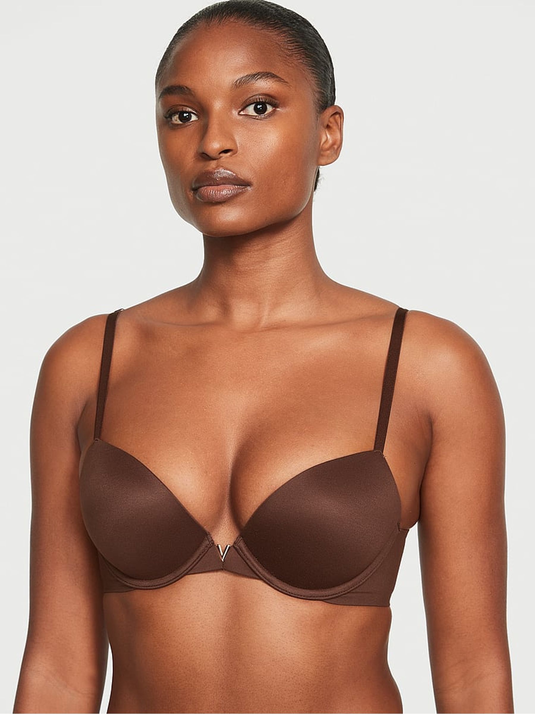 Ganache Brown Smooth Push Up Bra - Image 1 of 3
