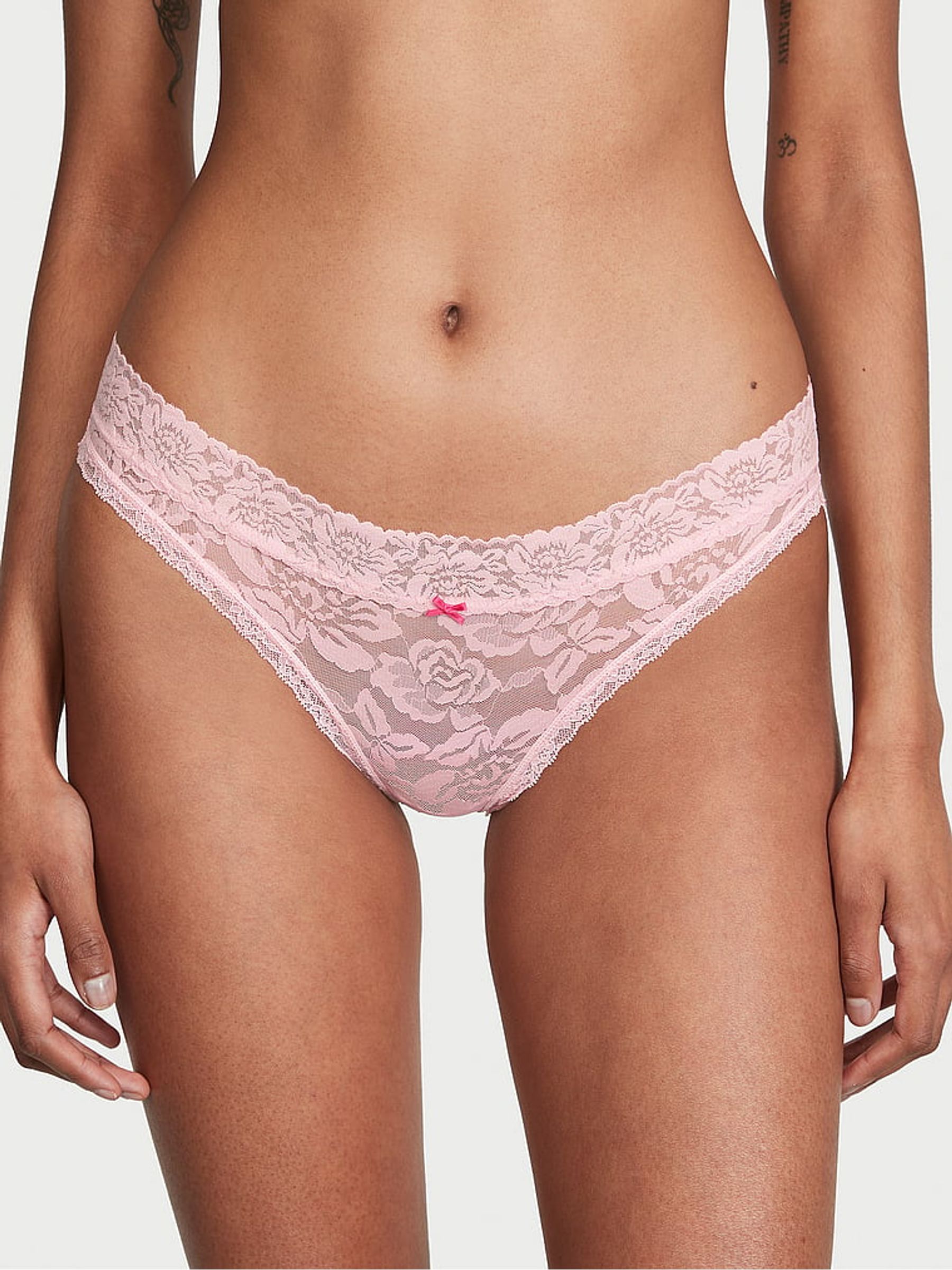 Pretty Blossom Pink Roses Bikini Lace Knickers - Image 1 of 1