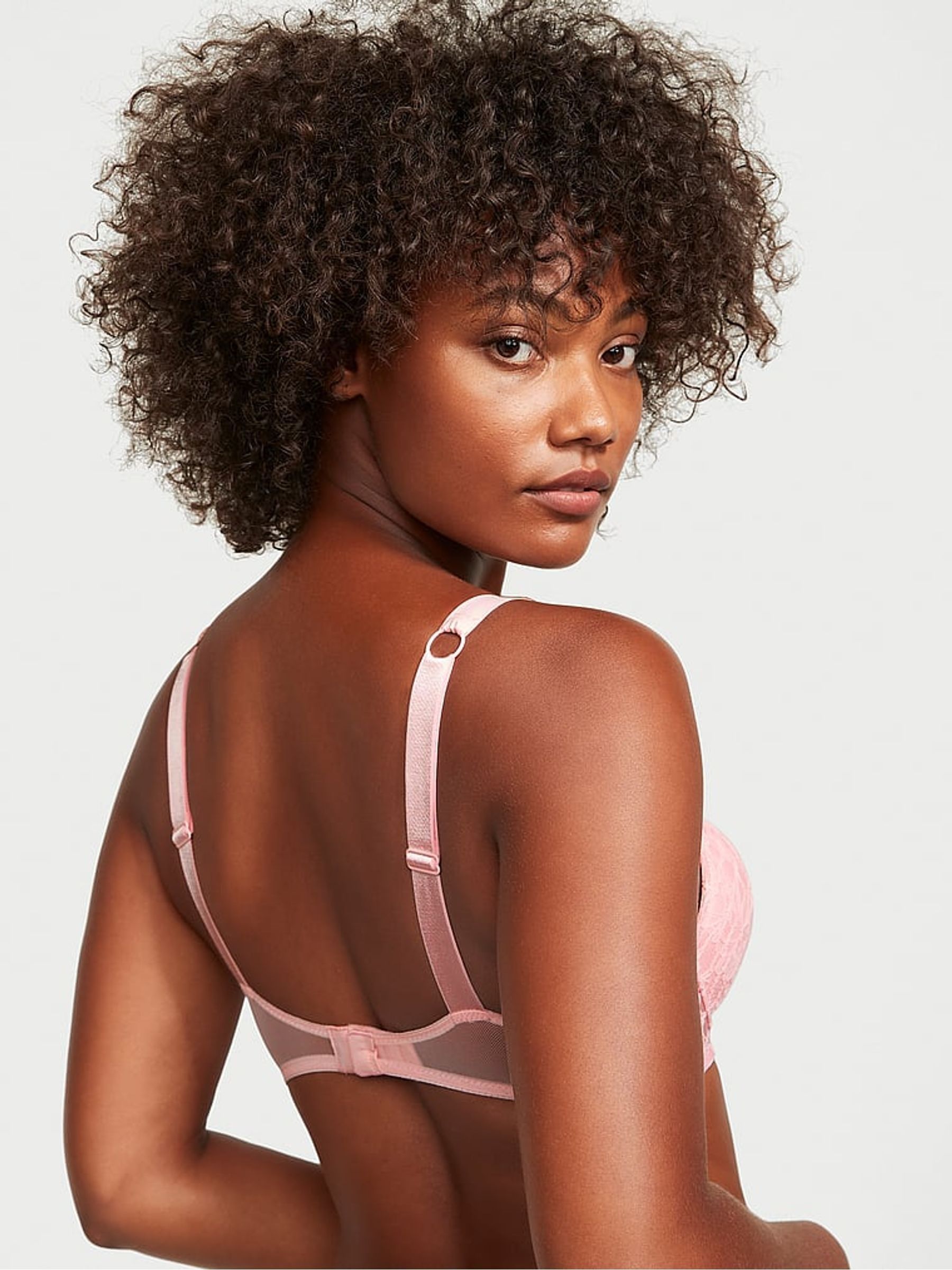 Pretty Blosson Pink Monogram Add 2 Cups Push Up Shine Strap Bra - Image 2 of 3