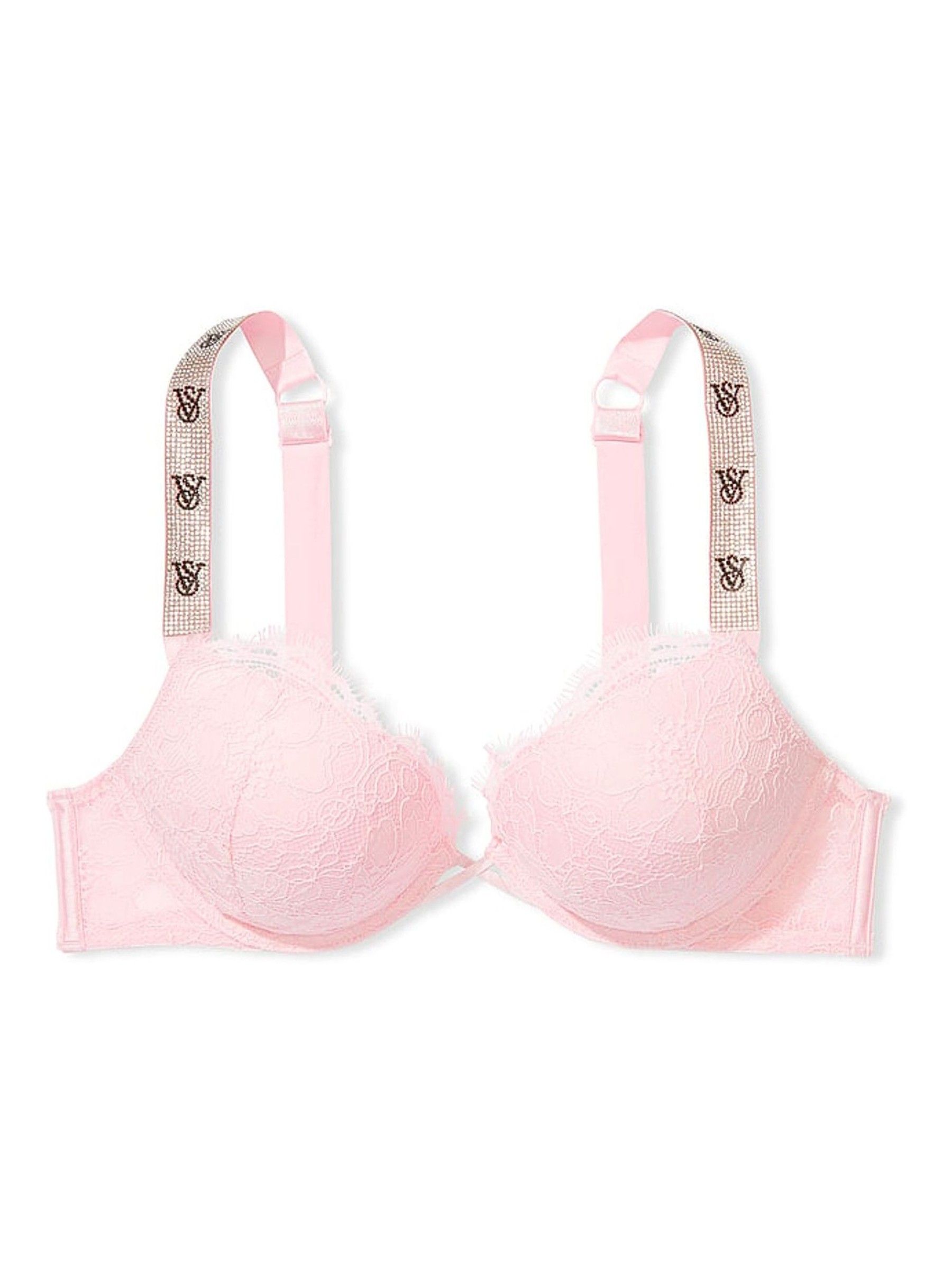 Pretty Blosson Pink Monogram Add 2 Cups Push Up Shine Strap Bra - Image 3 of 3