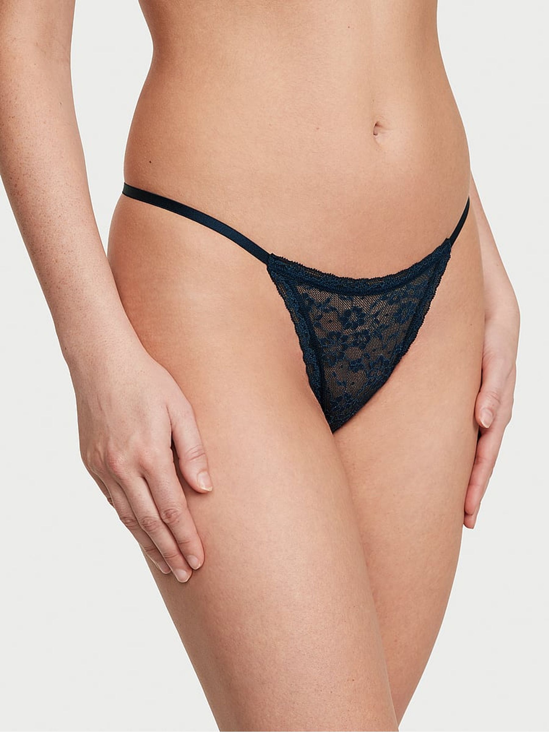 Noir Navy Blue Thong Knickers - Image 1 of 3