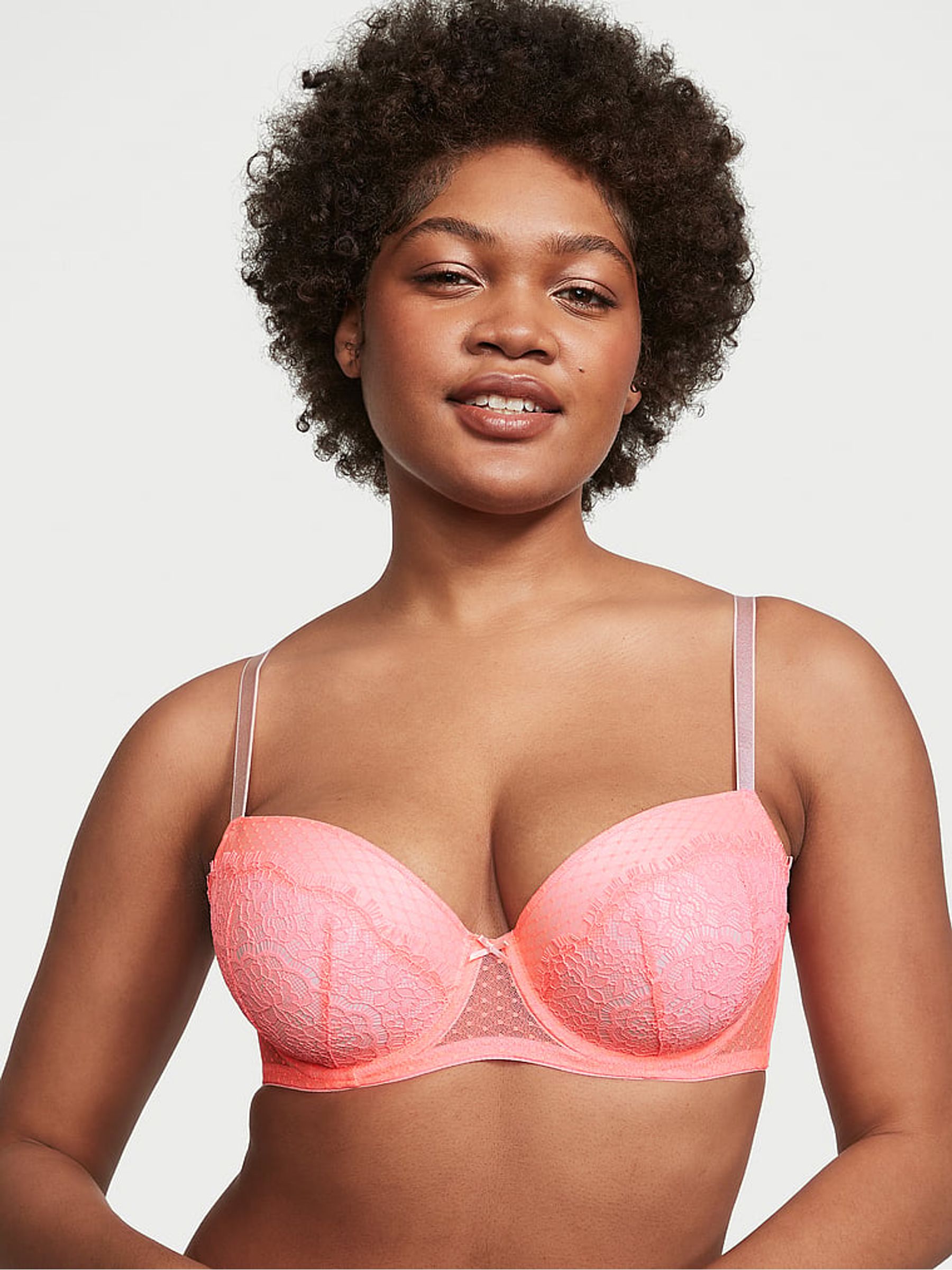 Neon Nectar Orange Lace Lightly Lined Demi Bra - Image 1 of 3