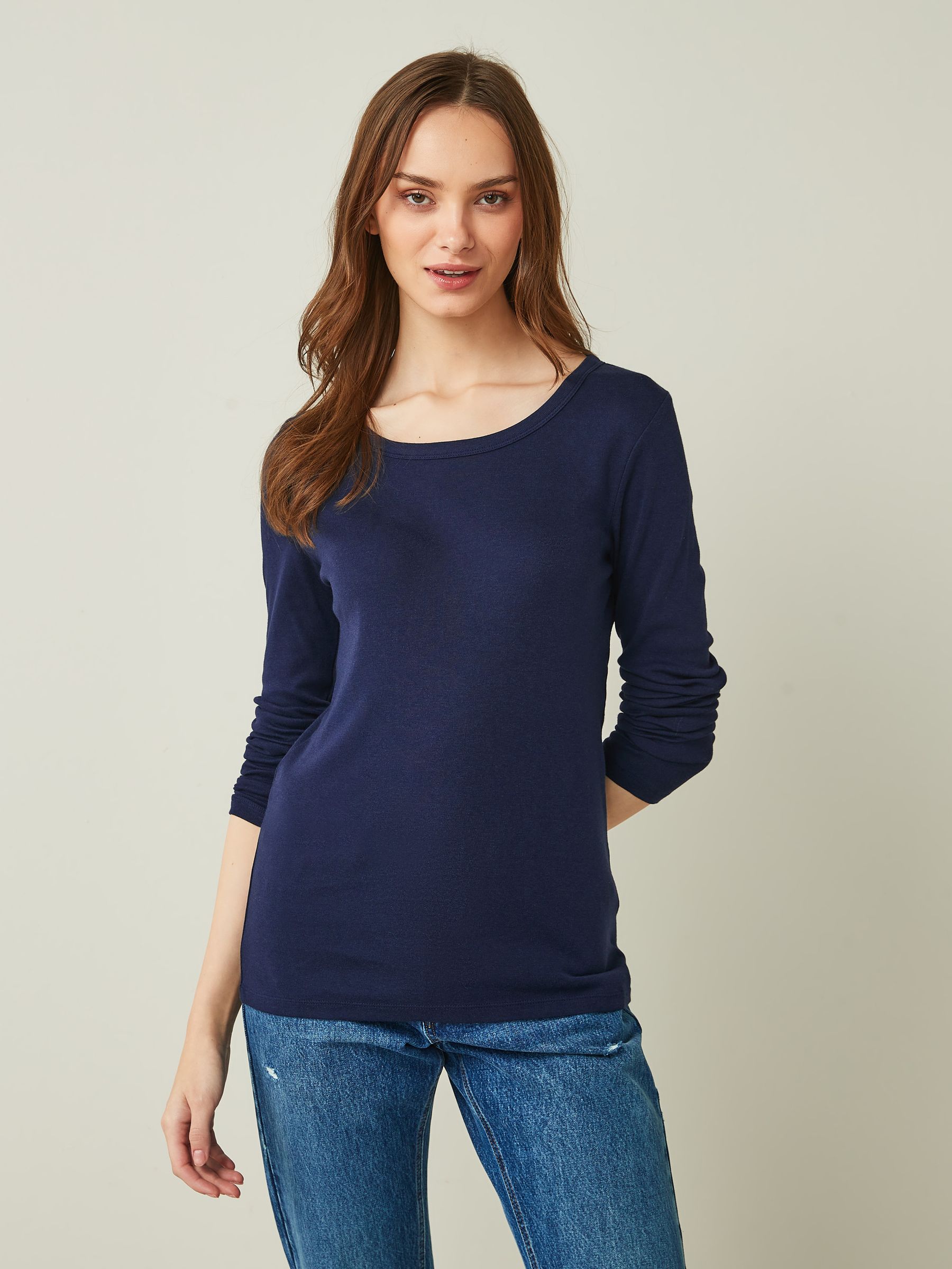 Navy Blue Favourite Long Sleeve Crewneck T-Shirt - Image 1 of 4