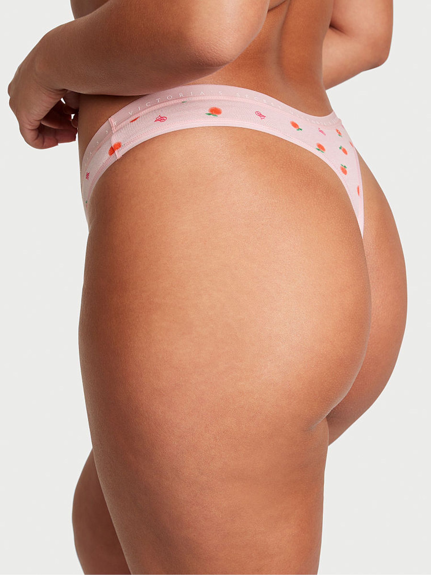 Pretty Blossom Sweet Peach Pink Printed Thong Knickers - Image 2 of 3