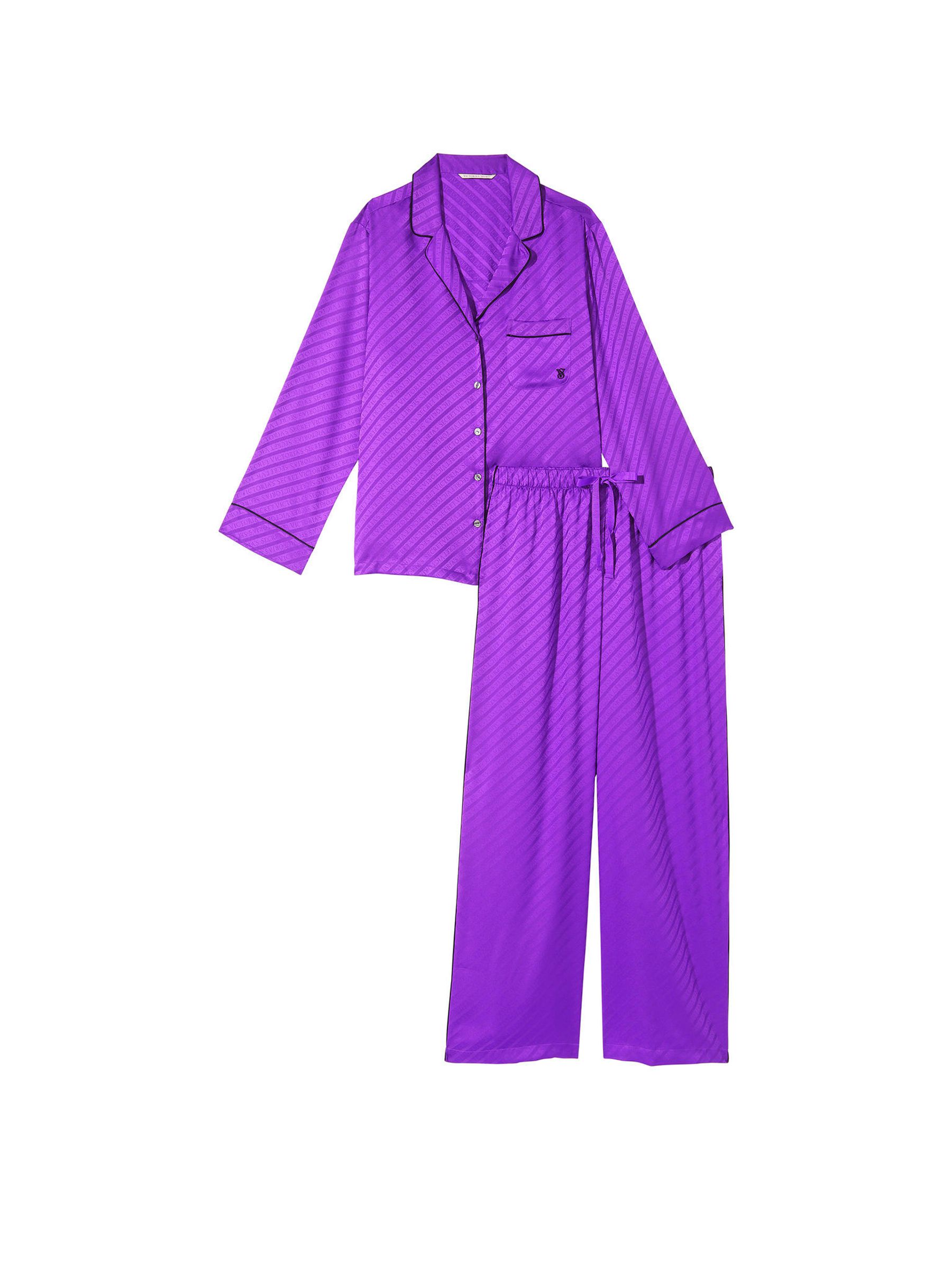 Violetta Purple Satin Long Pyjamas - Image 1 of 1