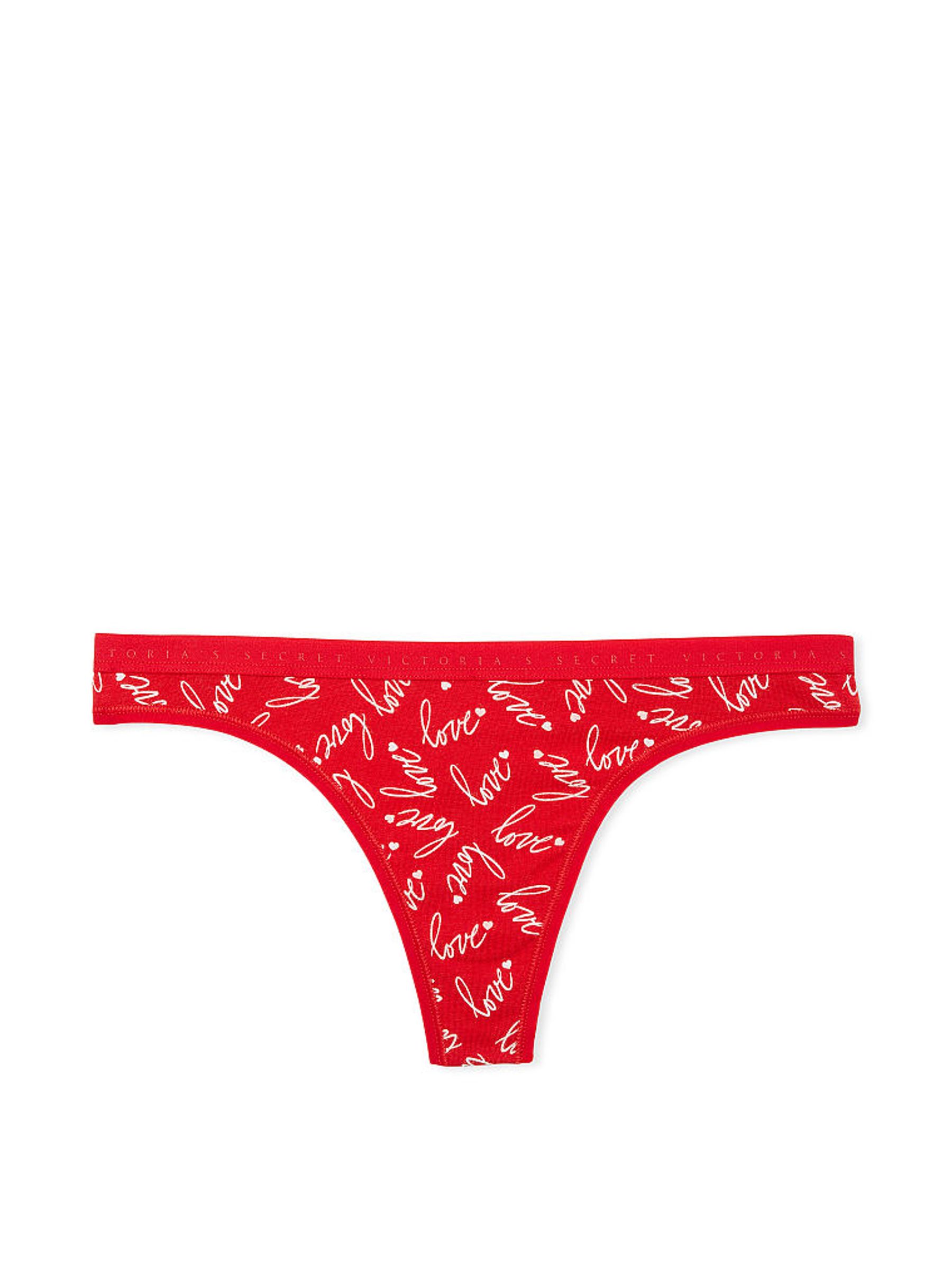 Lipstick Red Tossed Love Printed Thong Knickers - Image 3 of 3
