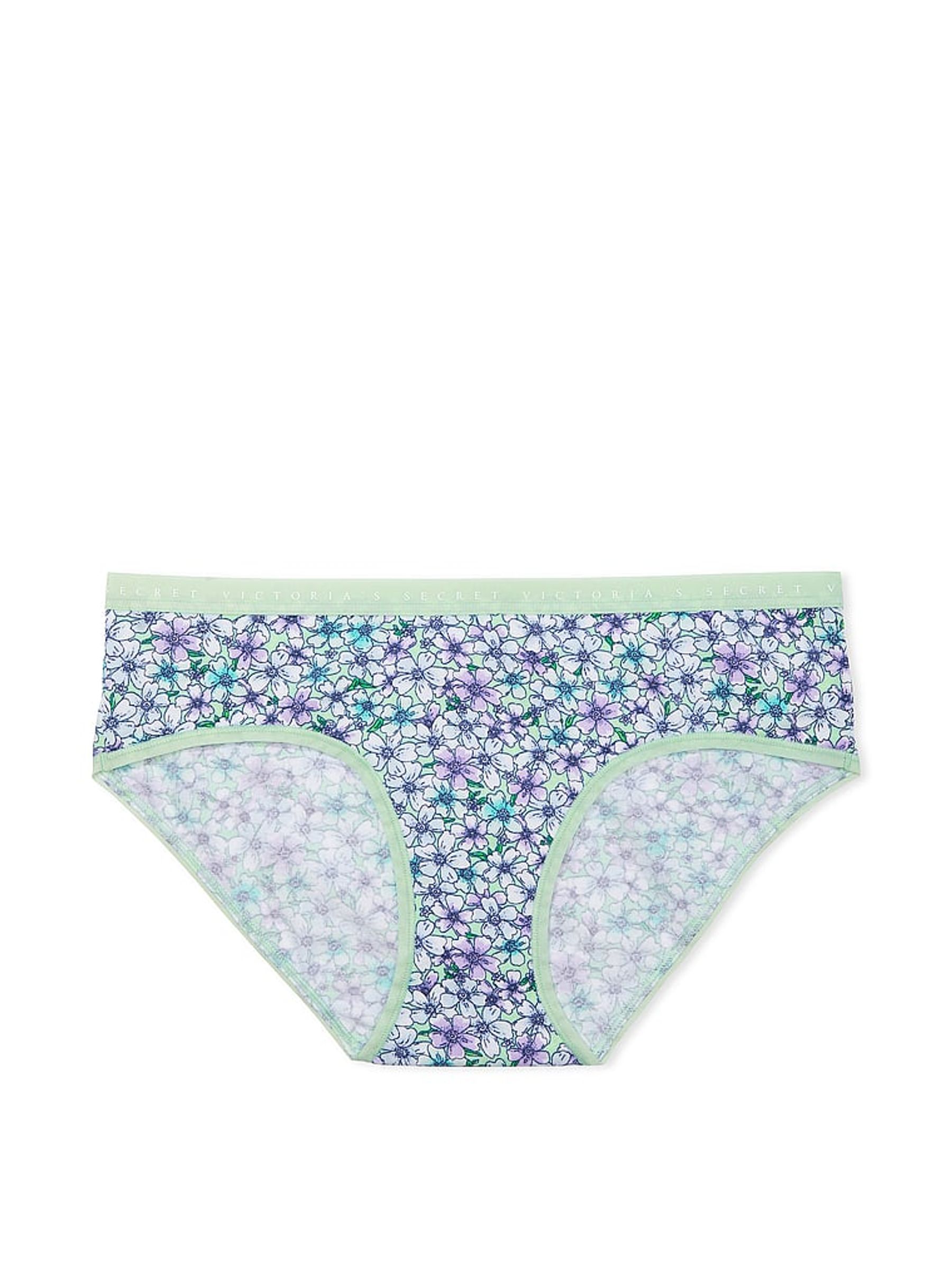 Garden Mint Cherry Blossoms Floral Green Printed Stretch Cotton Hipster Knickers - Image 3 of 3