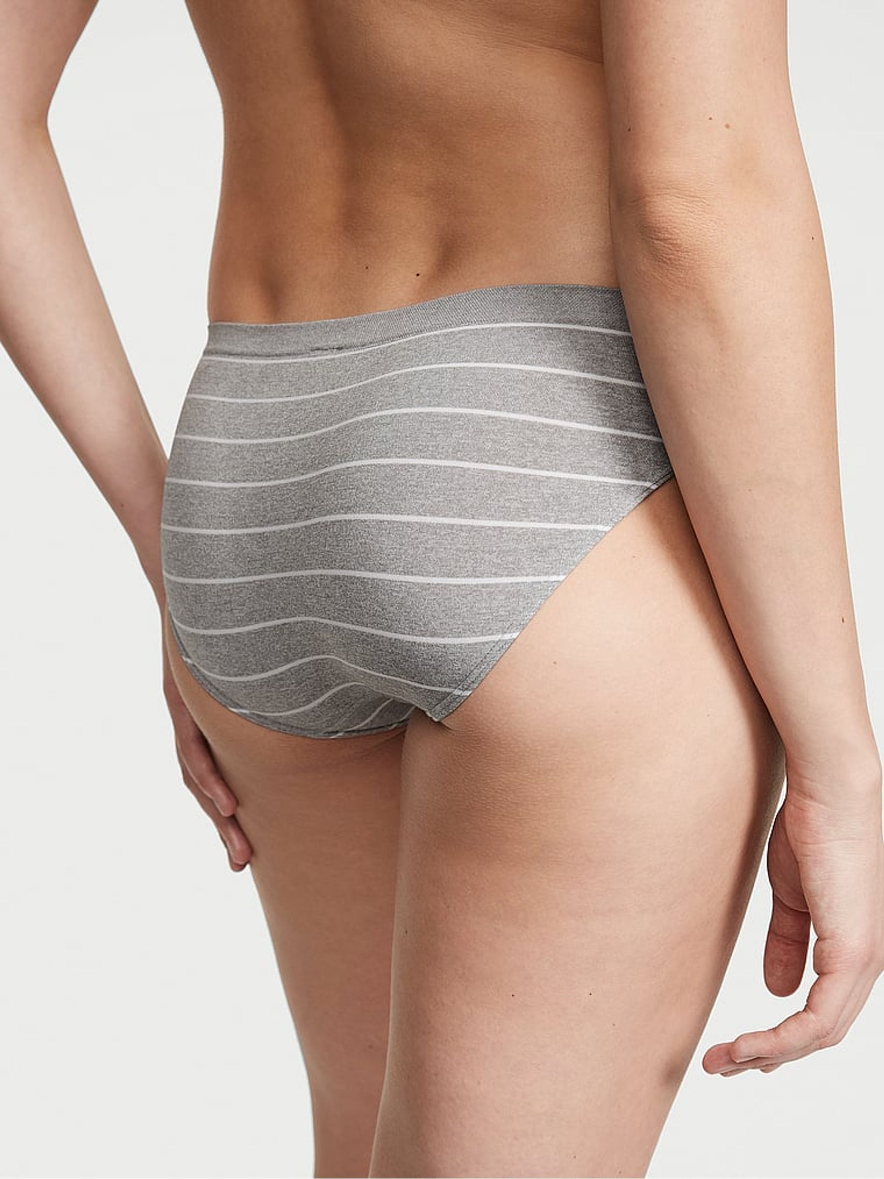 Grey Heather Stripe Bikini Knickers - Image 2 of 3