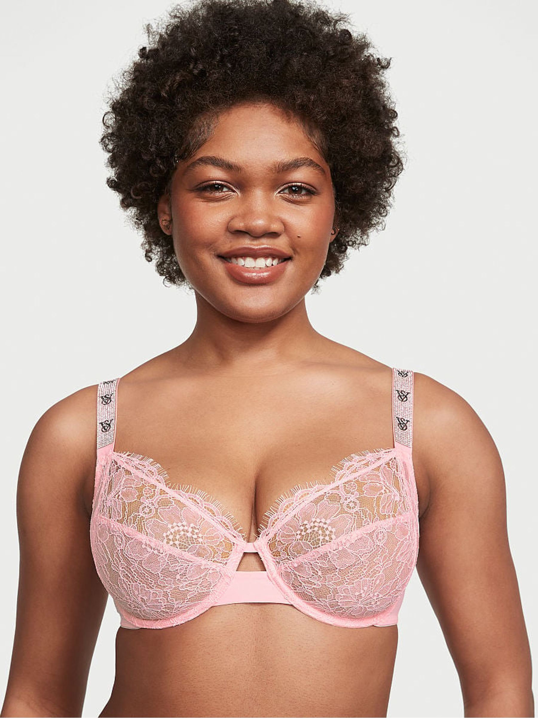 Pretty Blossom Pink Shine Strap Monogram Demi Bra - Image 1 of 3