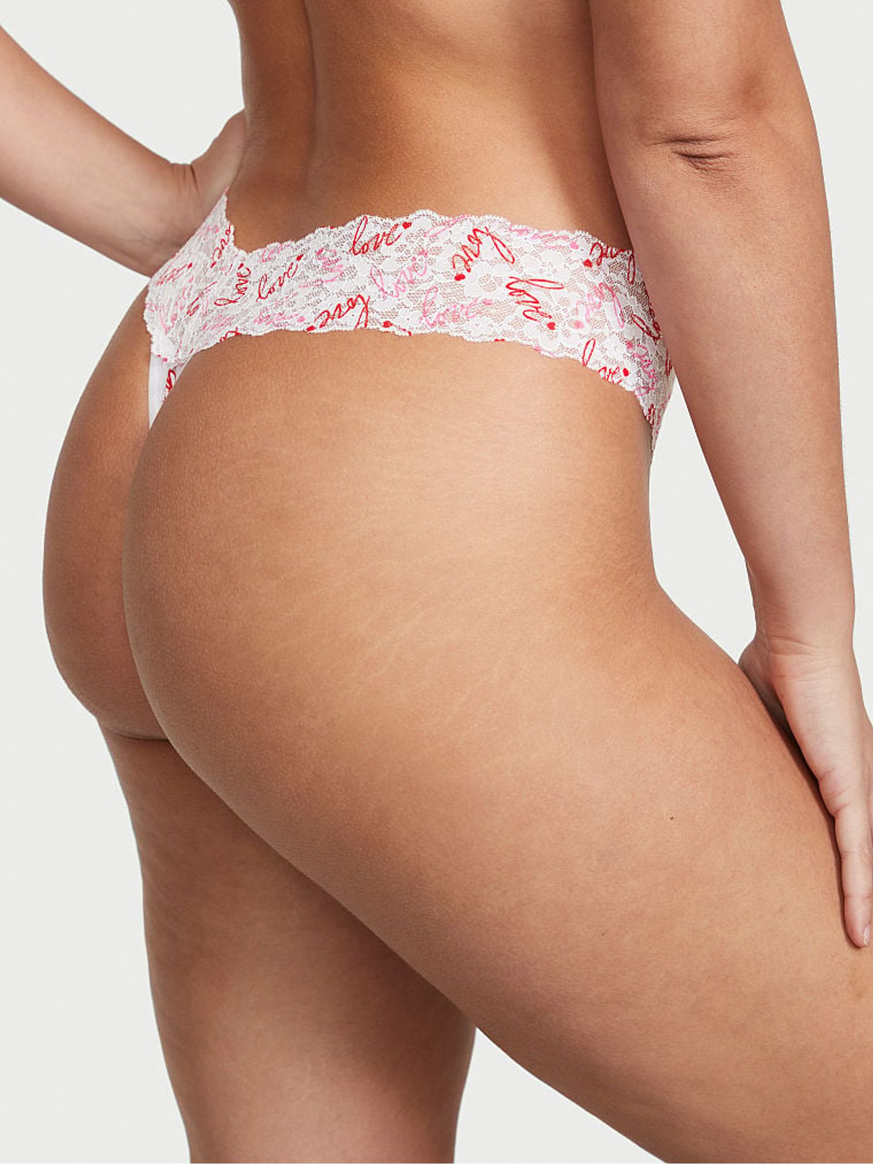 Tossed Love Pink Lace Waist Thong Knickers - Image 2 of 3