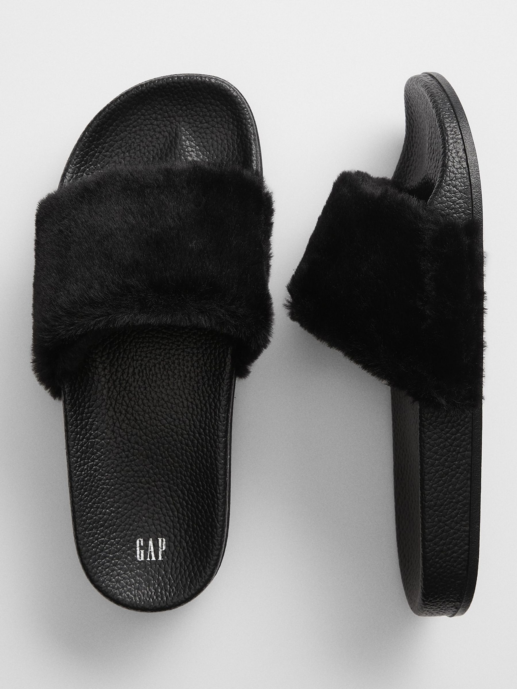 Black Faux-Fur Slides - Image 6 of 6
