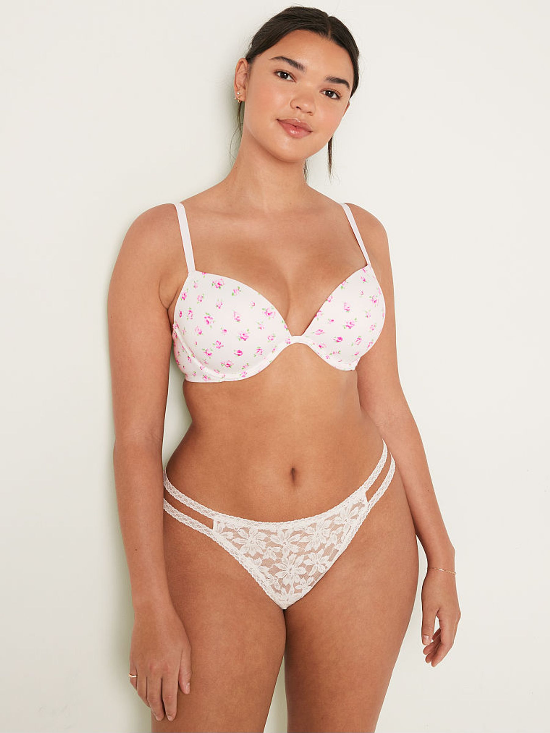 Optic White Floral Smooth Super Push Up Bra - Image 1 of 2