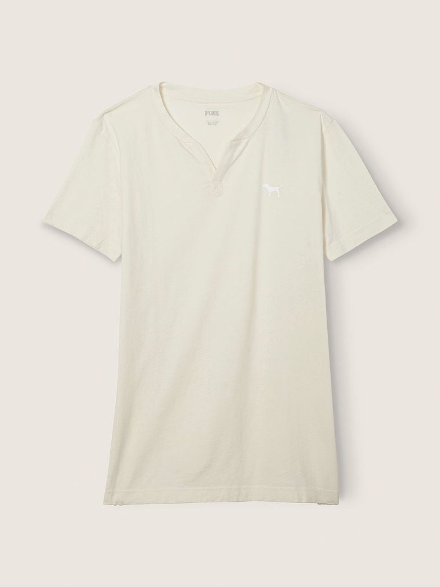 Cream V Neck Short Sleeve T-Shirt - Image 3 of 3