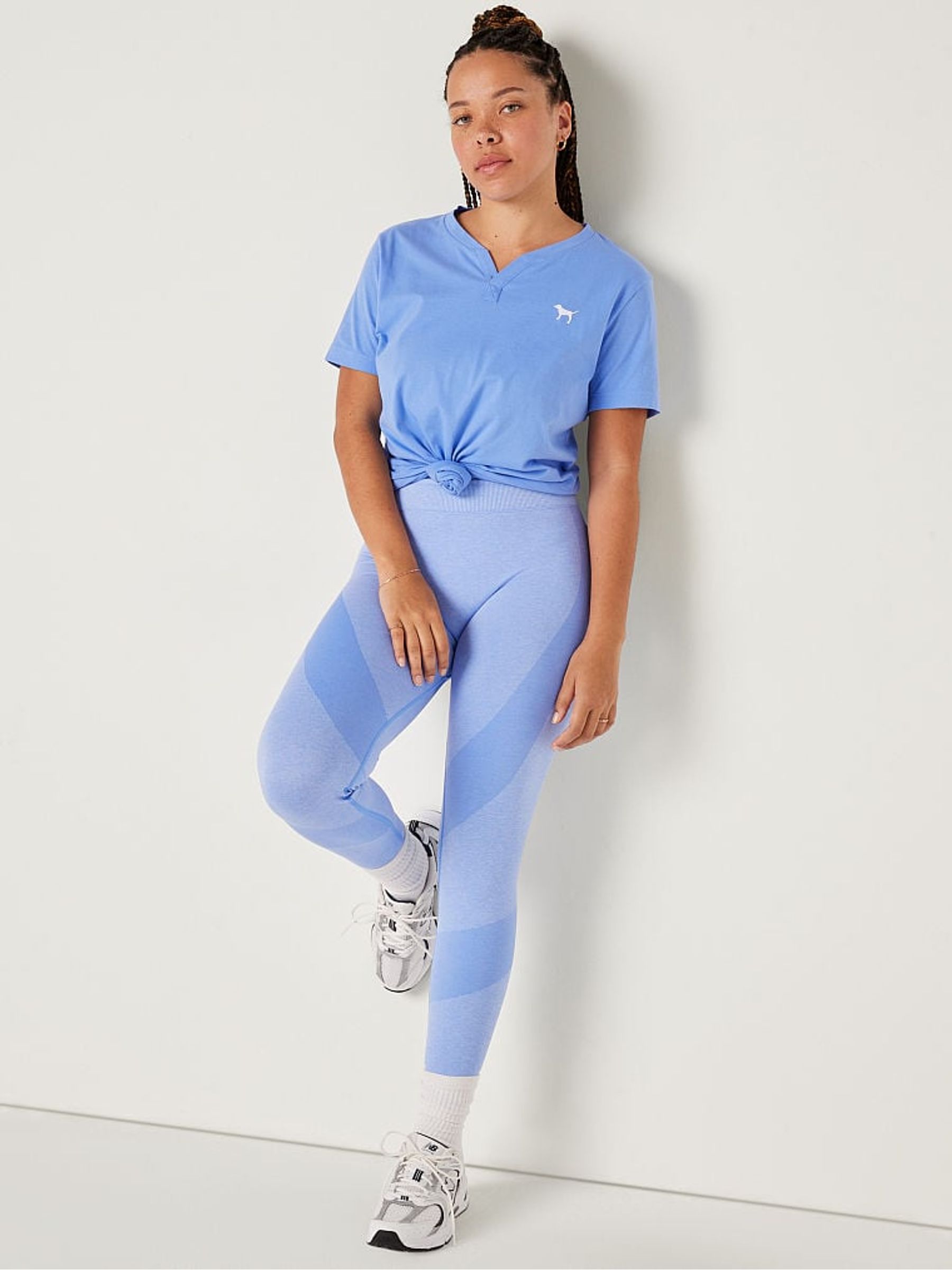 Cornflour Blue Cotton ShortSleeve Henley Campus TShirt - Image 3 of 5
