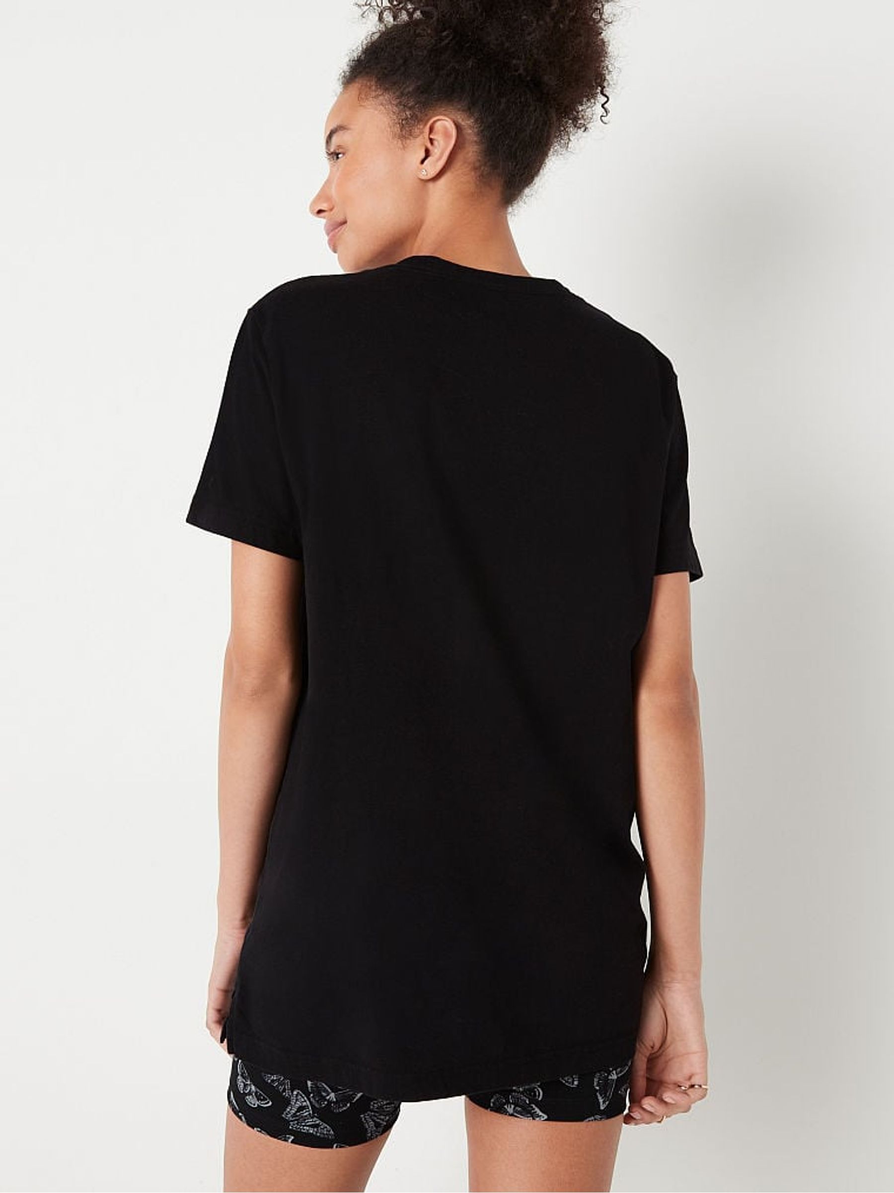 Pure Black V Neck Short Sleeve T-Shirt - Image 2 of 4