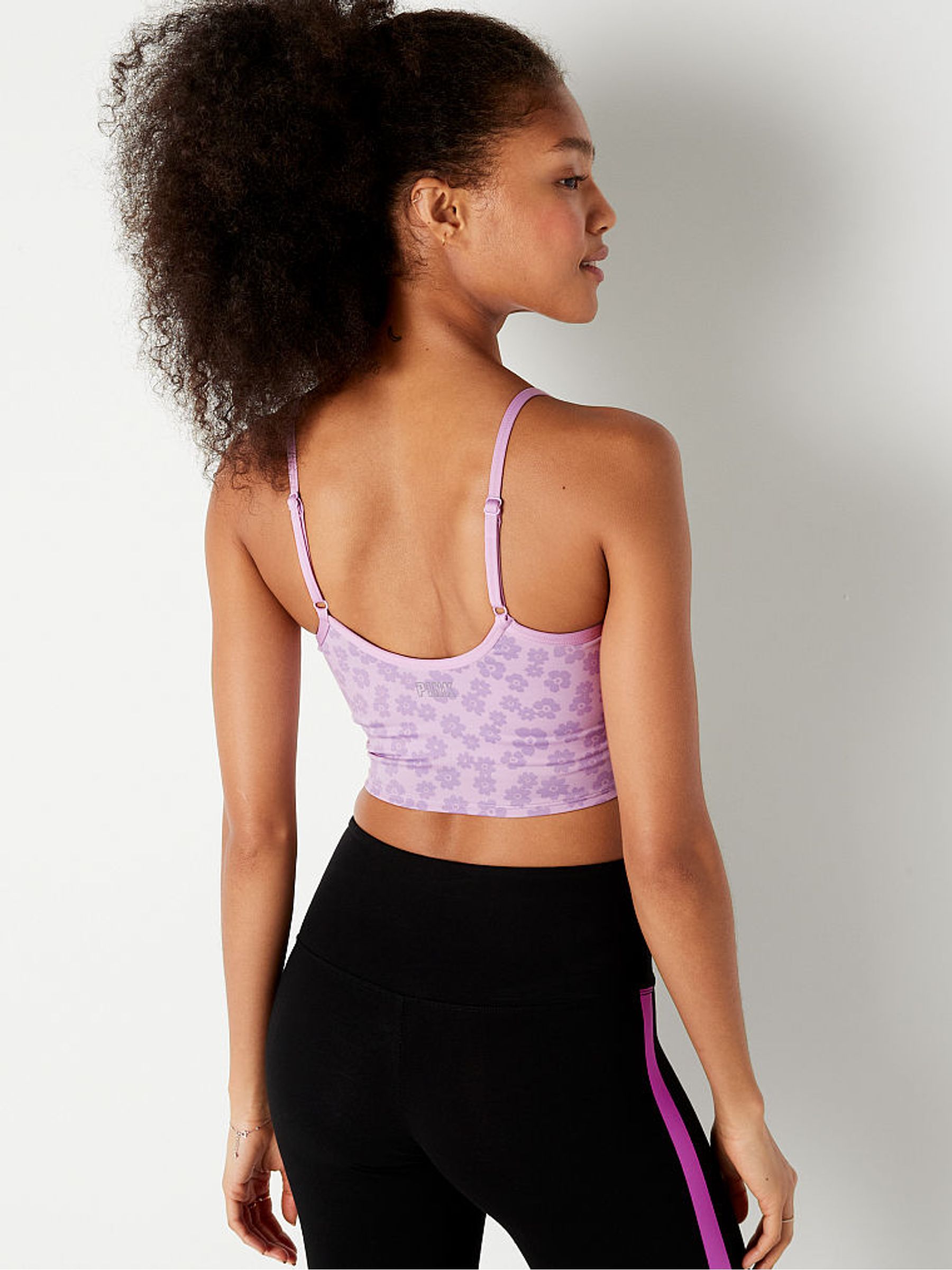 Misty Lilac Purple Ruched Lightly Lined Low Impact Sports Bra - Image 2 of 4