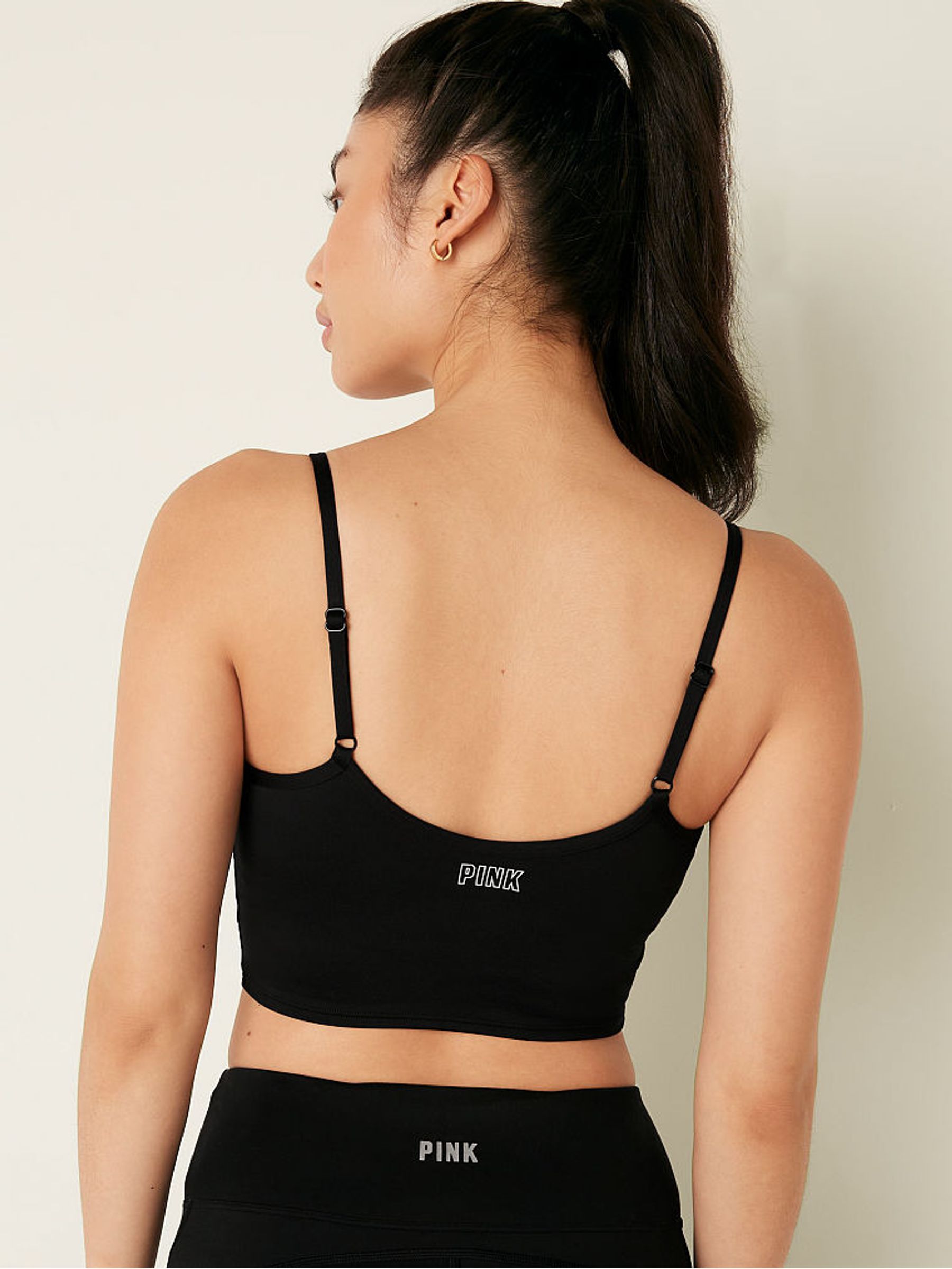 Pure Black Ruched Lightly Lined Low Impact Sports Bra - Image 2 of 4