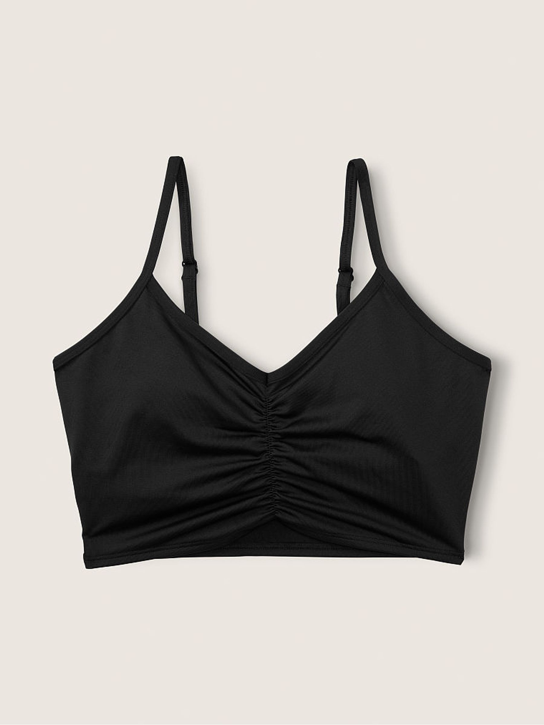 Pure Black Ruched Lightly Lined Low Impact Sports Bra - Image 4 of 4