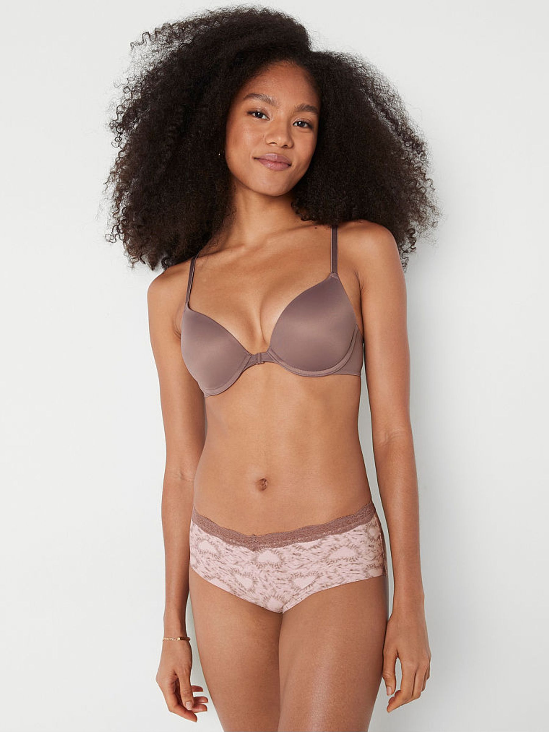 Ice Coffee Brown Push Up Front Fastening T-Shirt Bra - Image 1 of 1