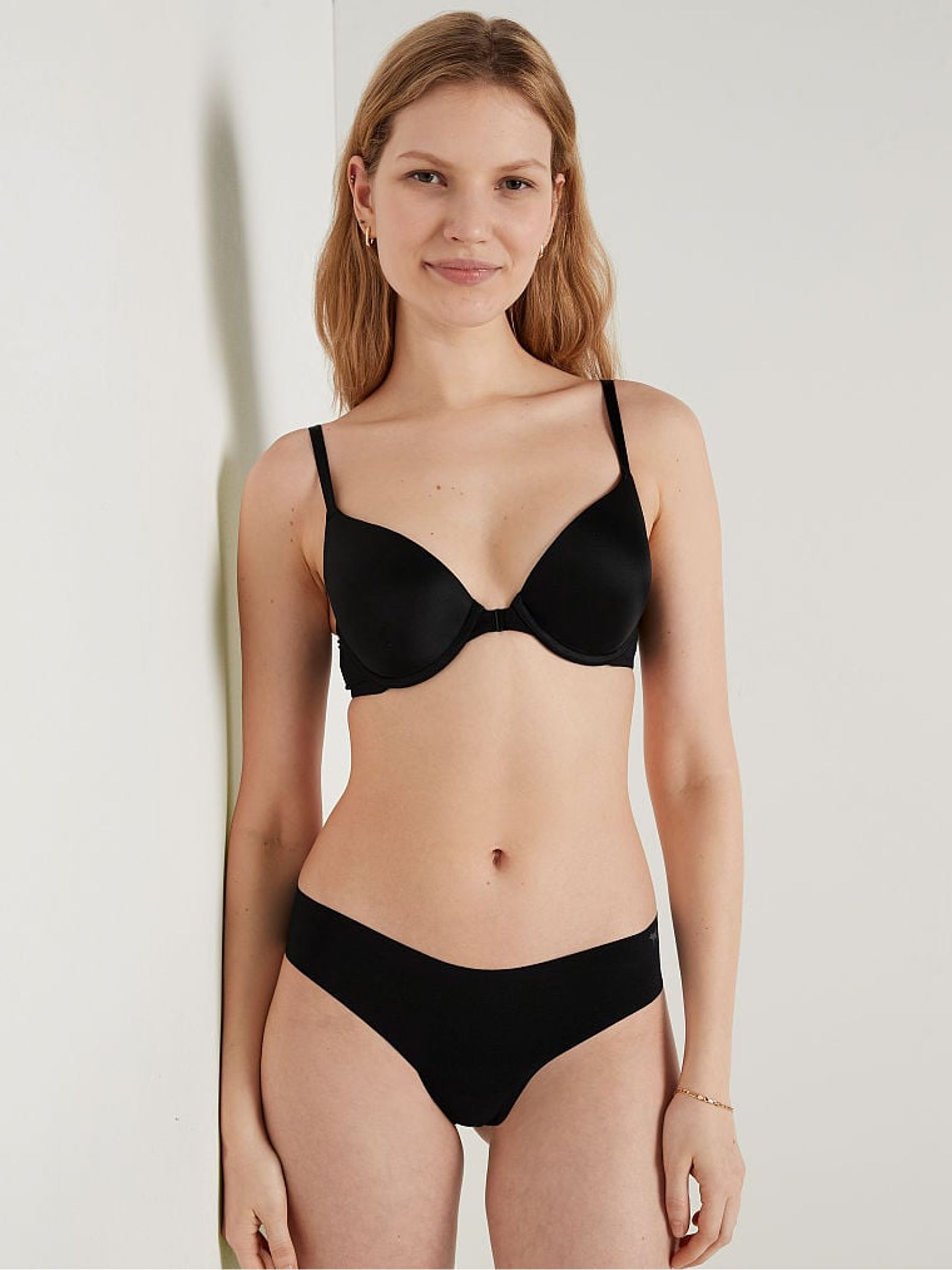 Pure Black Push Up Front Fastening T-Shirt Bra - Image 1 of 3