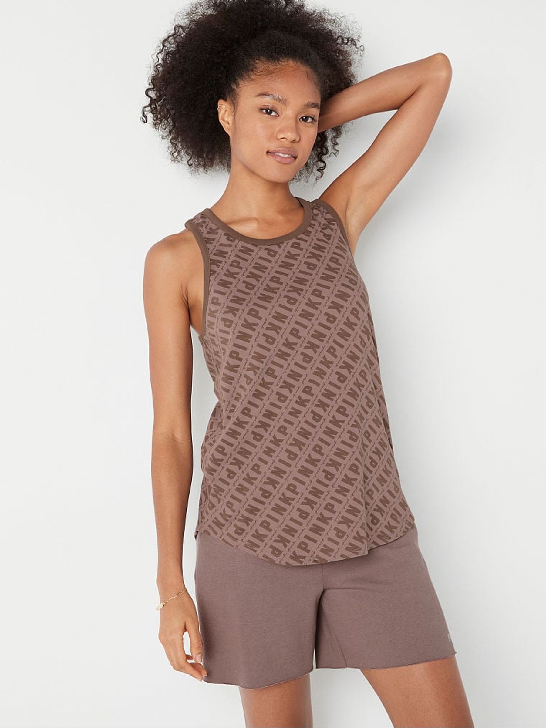 Iced Coffee Brown Logo Racerback Tank Top - Image 1 of 4