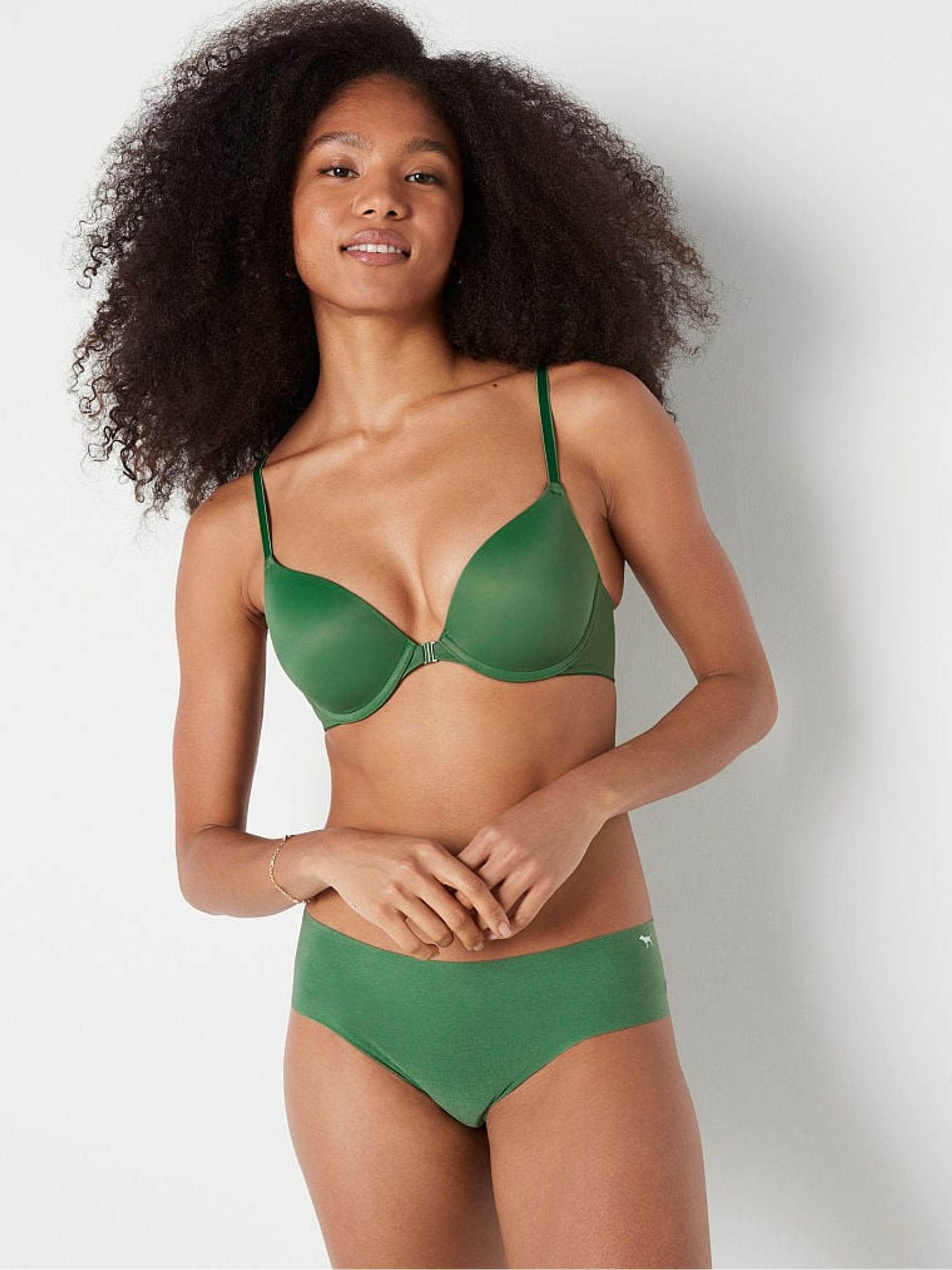 Forest Pine Green Push Up Front Fastening T-Shirt Bra - Image 1 of 3