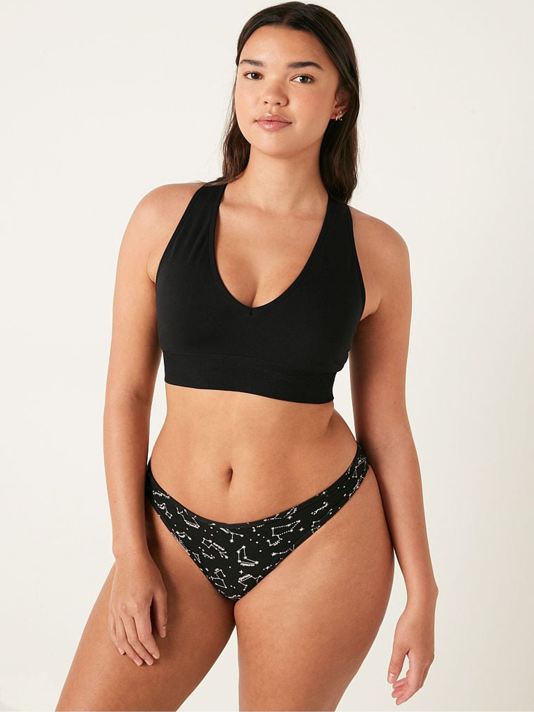 Pure Black Seamless Plunge Bralette - Image 1 of 4