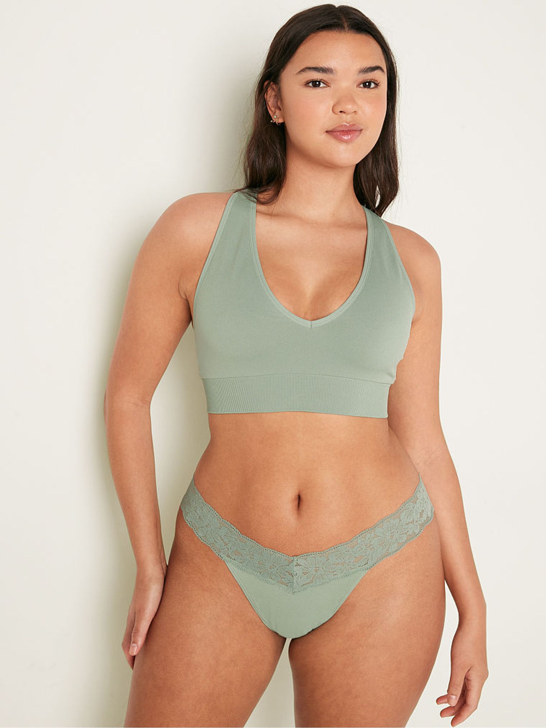 Iceberg Green Seamless Plunge Bralette - Image 1 of 1