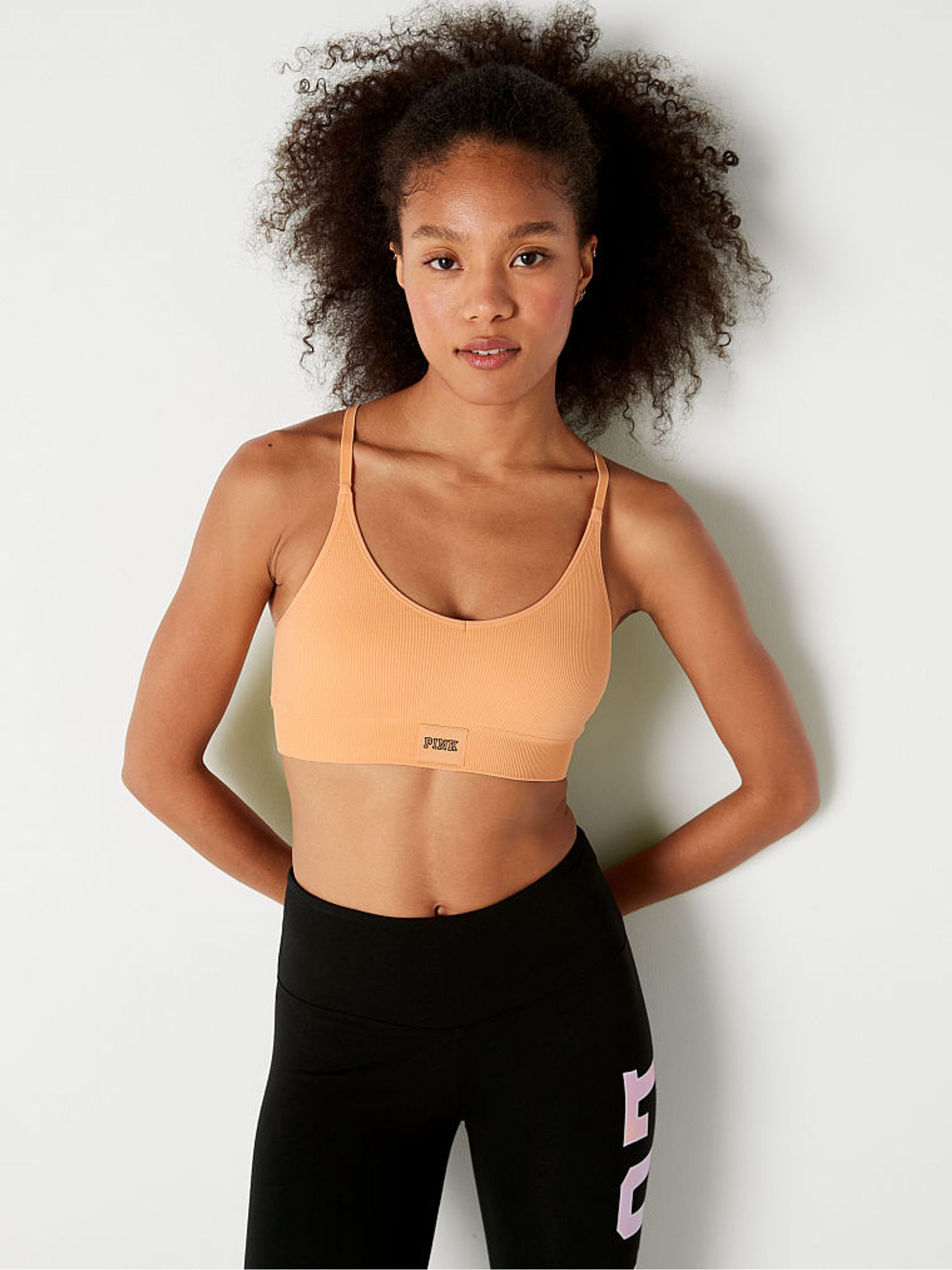 Light Orange Seamless Lightly Lined Racerback Bra - Image 1 of 3