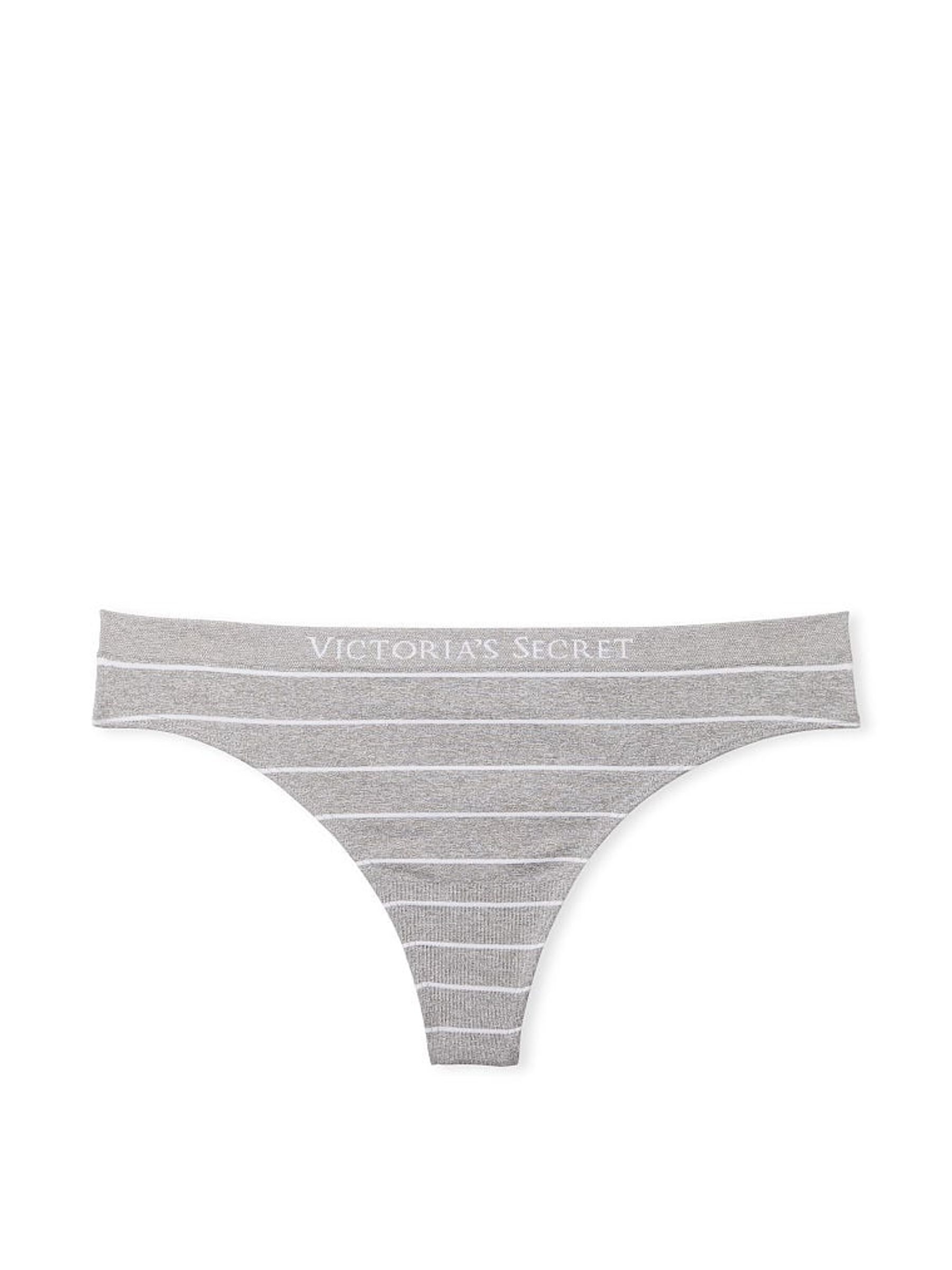 Grey Heather Stripe Thong Knickers - Image 3 of 3