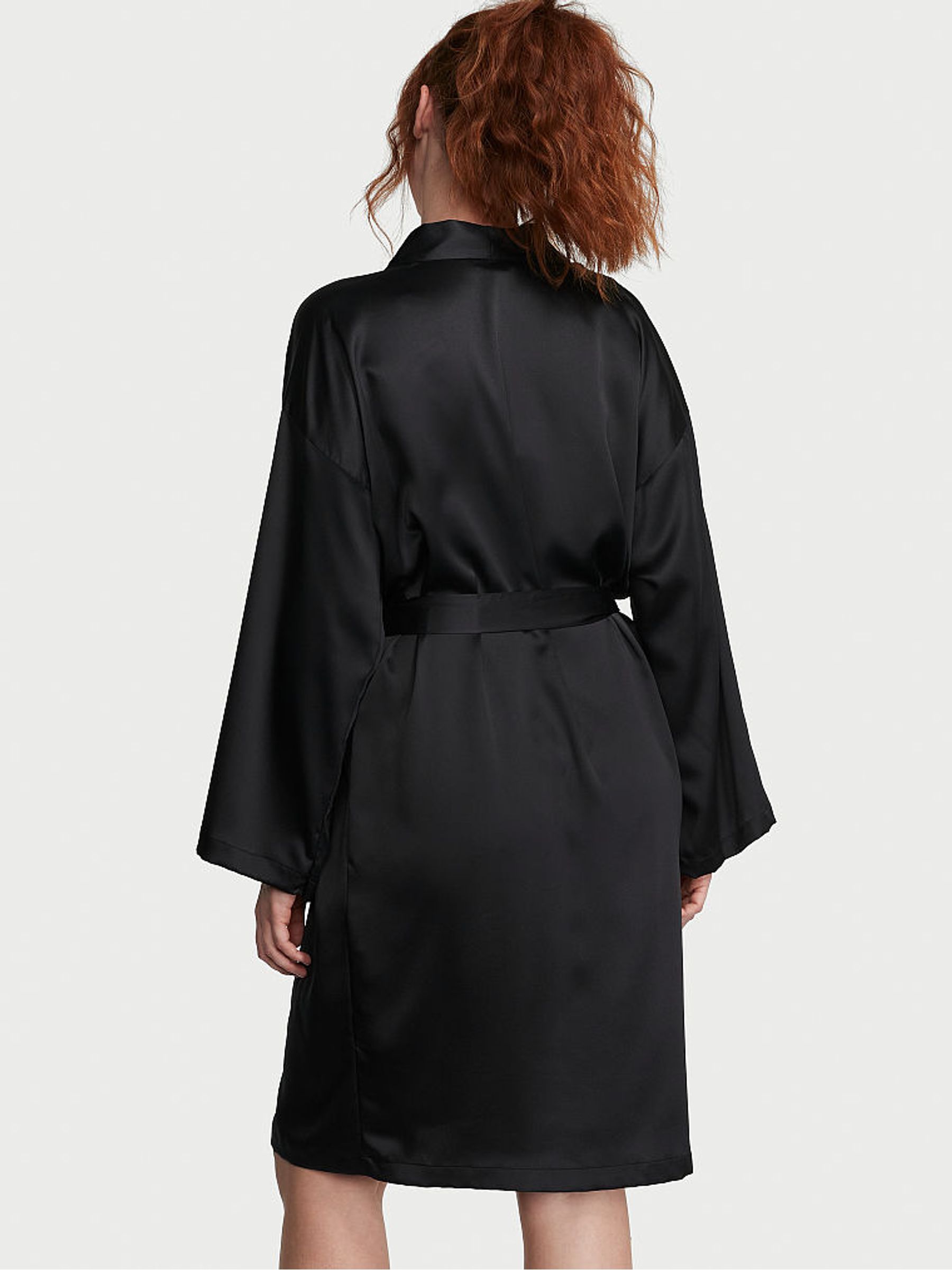 Black Satin Midi Robe - Image 2 of 3