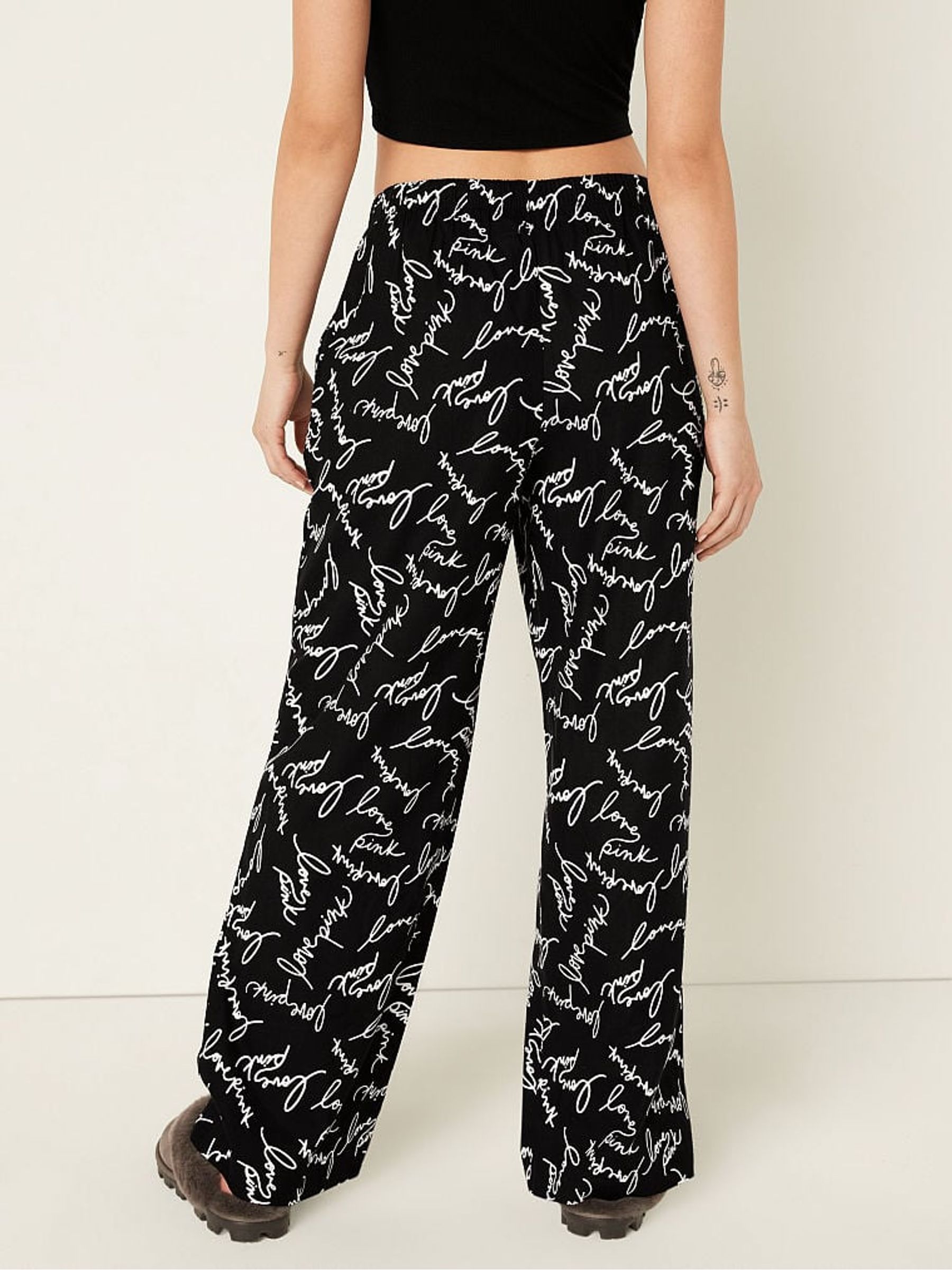 Pure Black Script Logo Flannel Pyjama Bottoms - Image 2 of 2