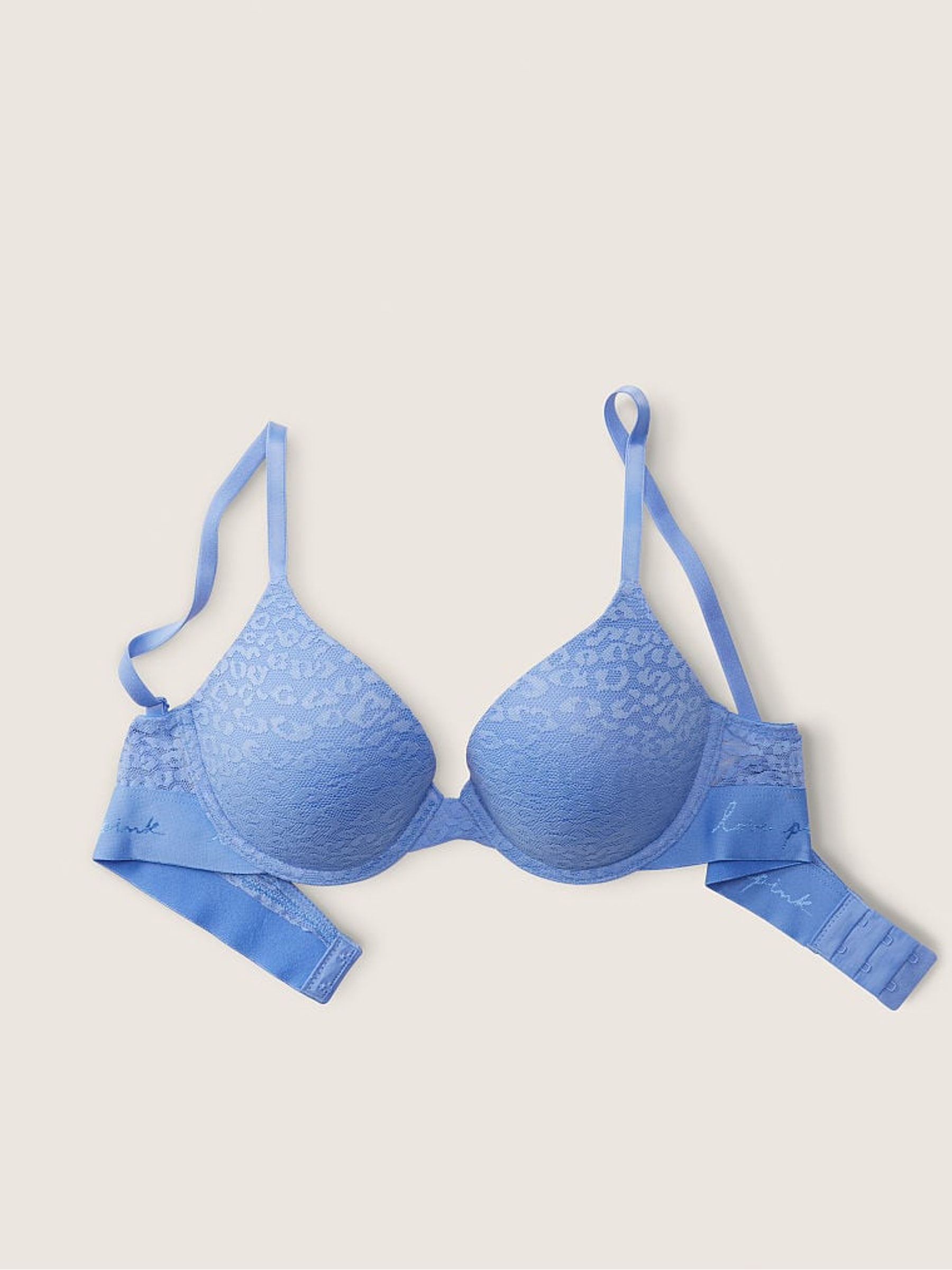 Cornflower Blue Lace Push Up T-Shirt Bra - Image 4 of 6