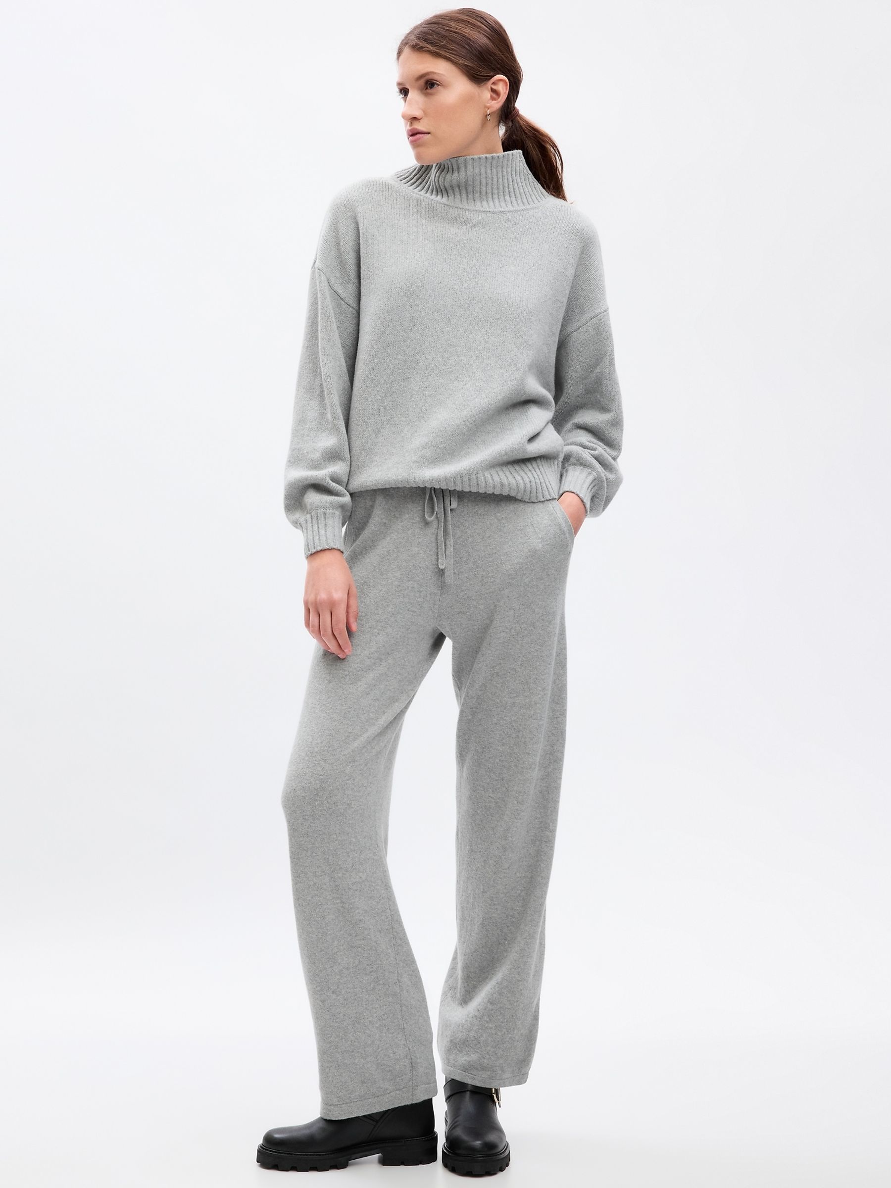 Grey CashSoft Mock Neck Long Sleeve Jumper - Image 1 of 3