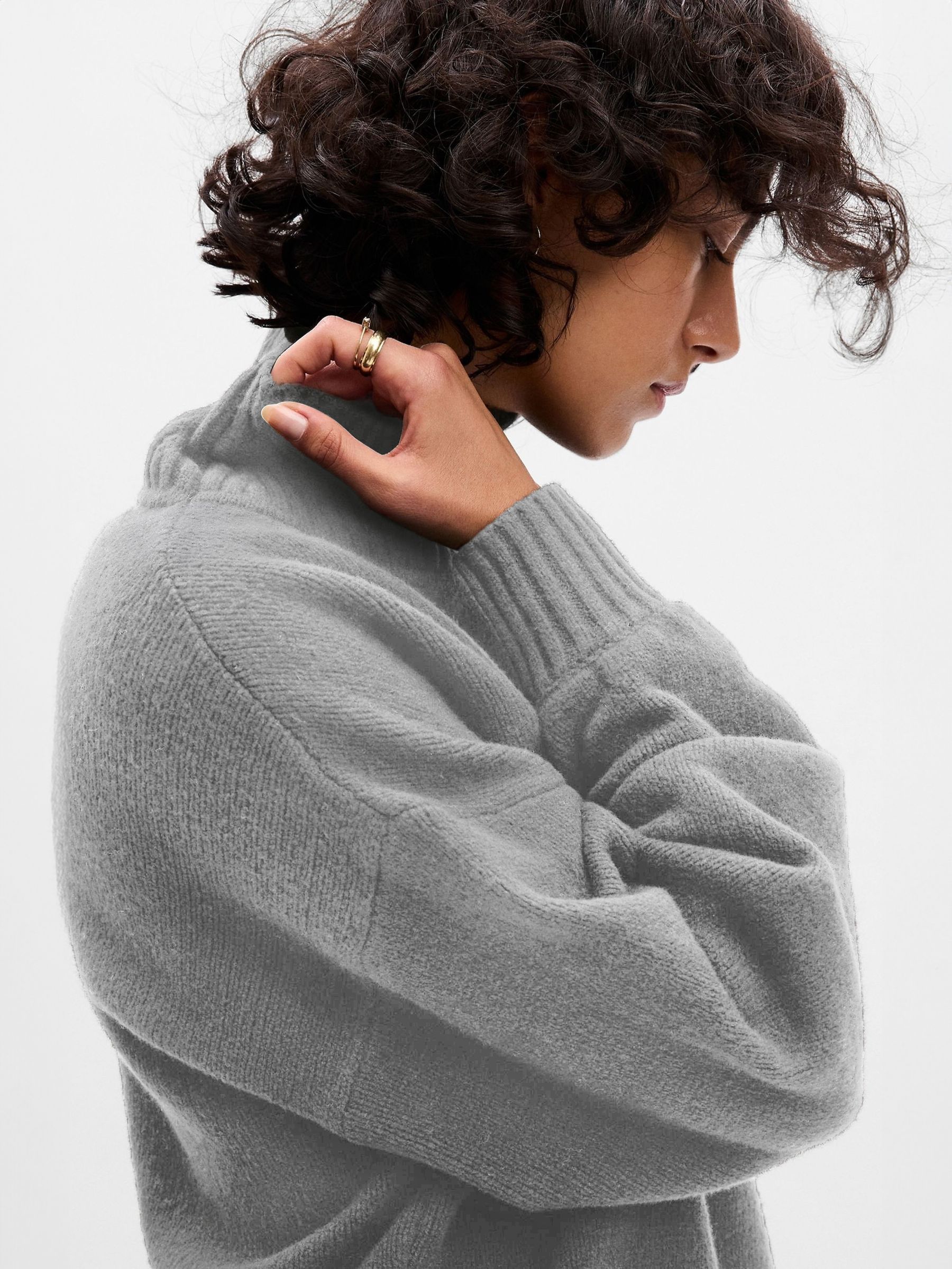 Grey CashSoft Mock Neck Long Sleeve Jumper - Image 3 of 3