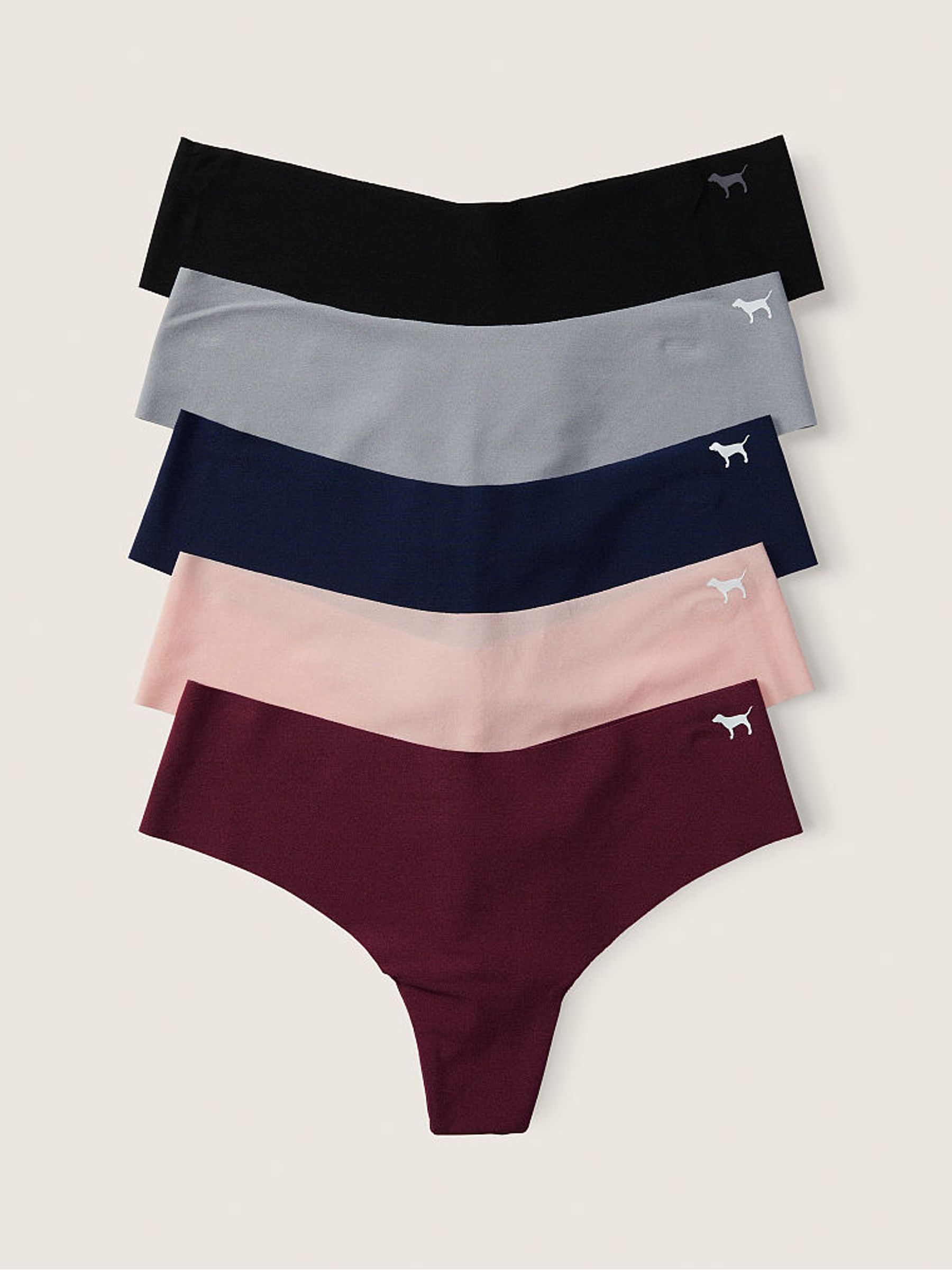 Black/Grey/Pink/Blue Thong 5 Pack Knickers - Image 1 of 1