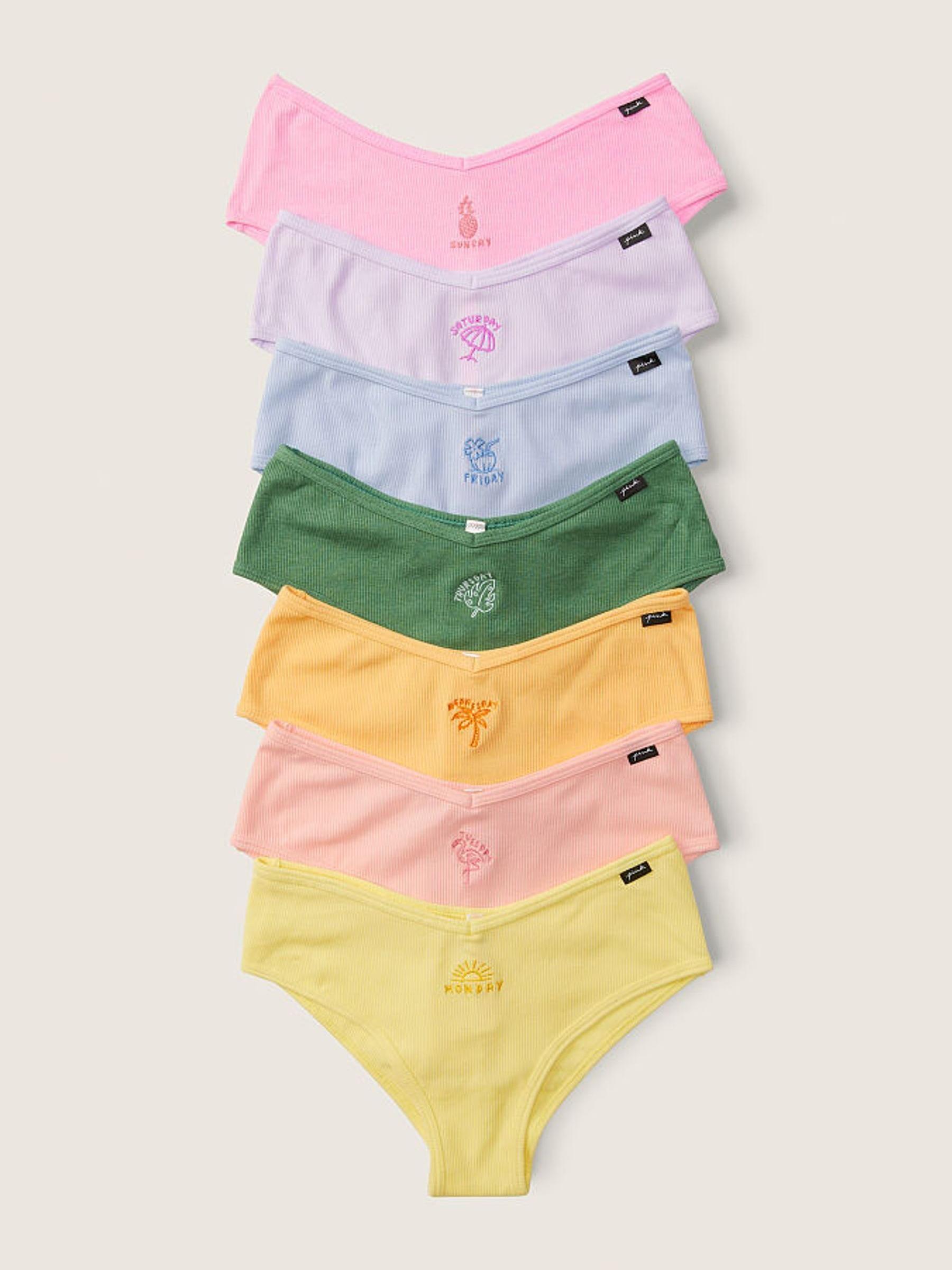 Pink/Blue/Green/Orange/Yellow Cotton Cheeky Knickers Multipack - Image 1 of 1