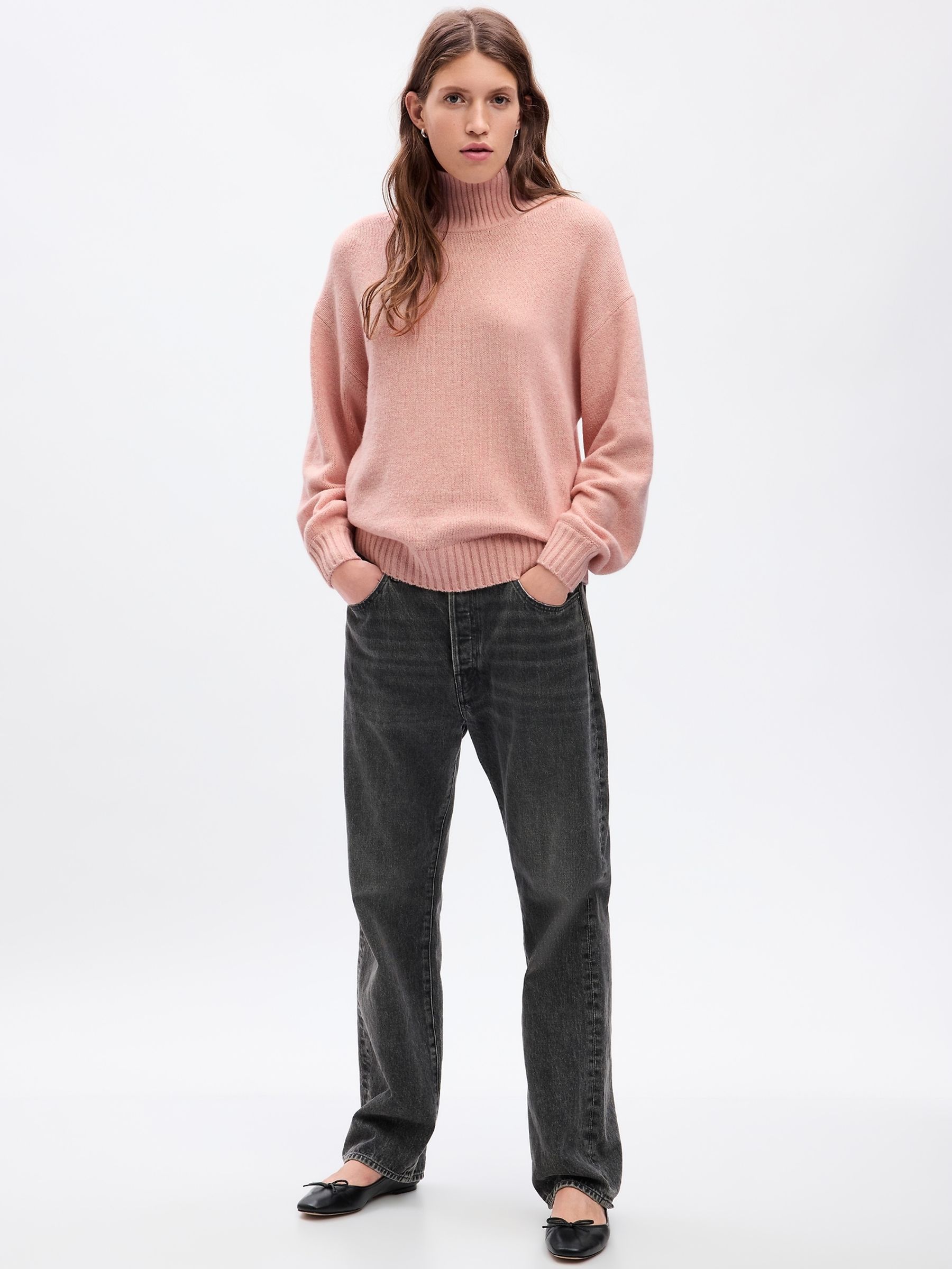 Pink CashSoft Mock Neck Long Sleeve Jumper - Image 1 of 2