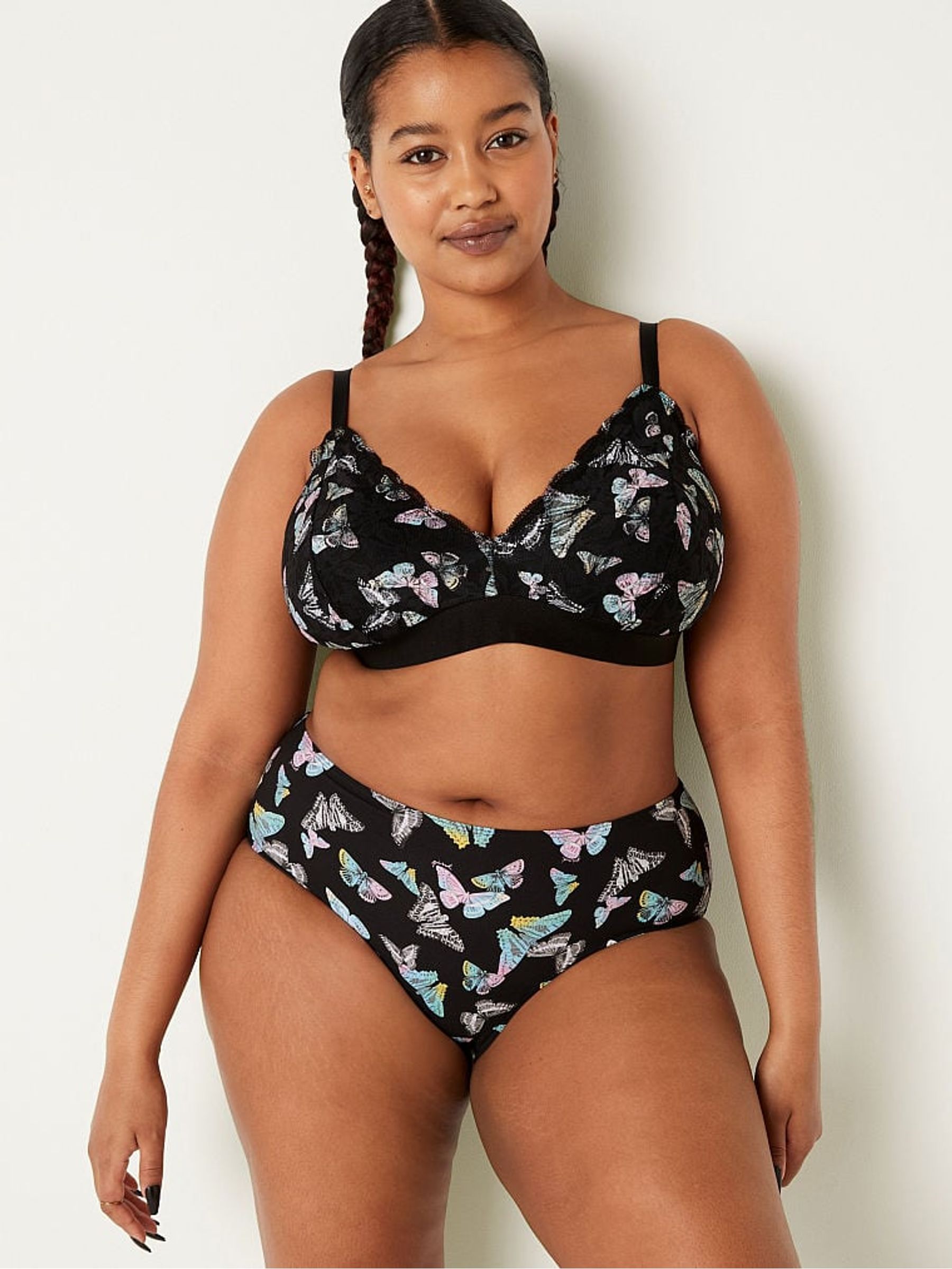Pure Black Butterfly Print Period Hipster Underwear - Image 1 of 4