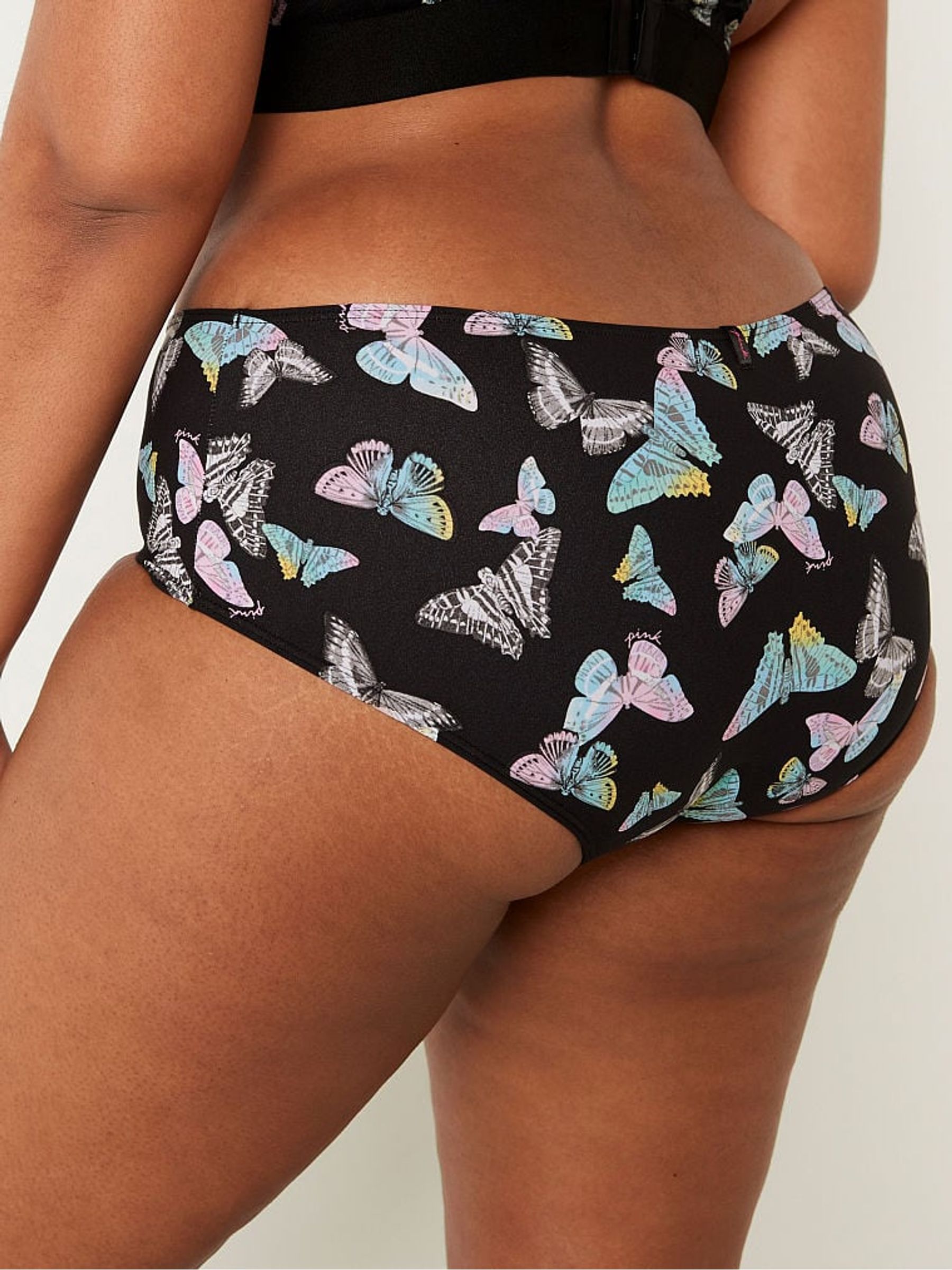 Pure Black Butterfly Print Period Hipster Underwear - Image 2 of 4