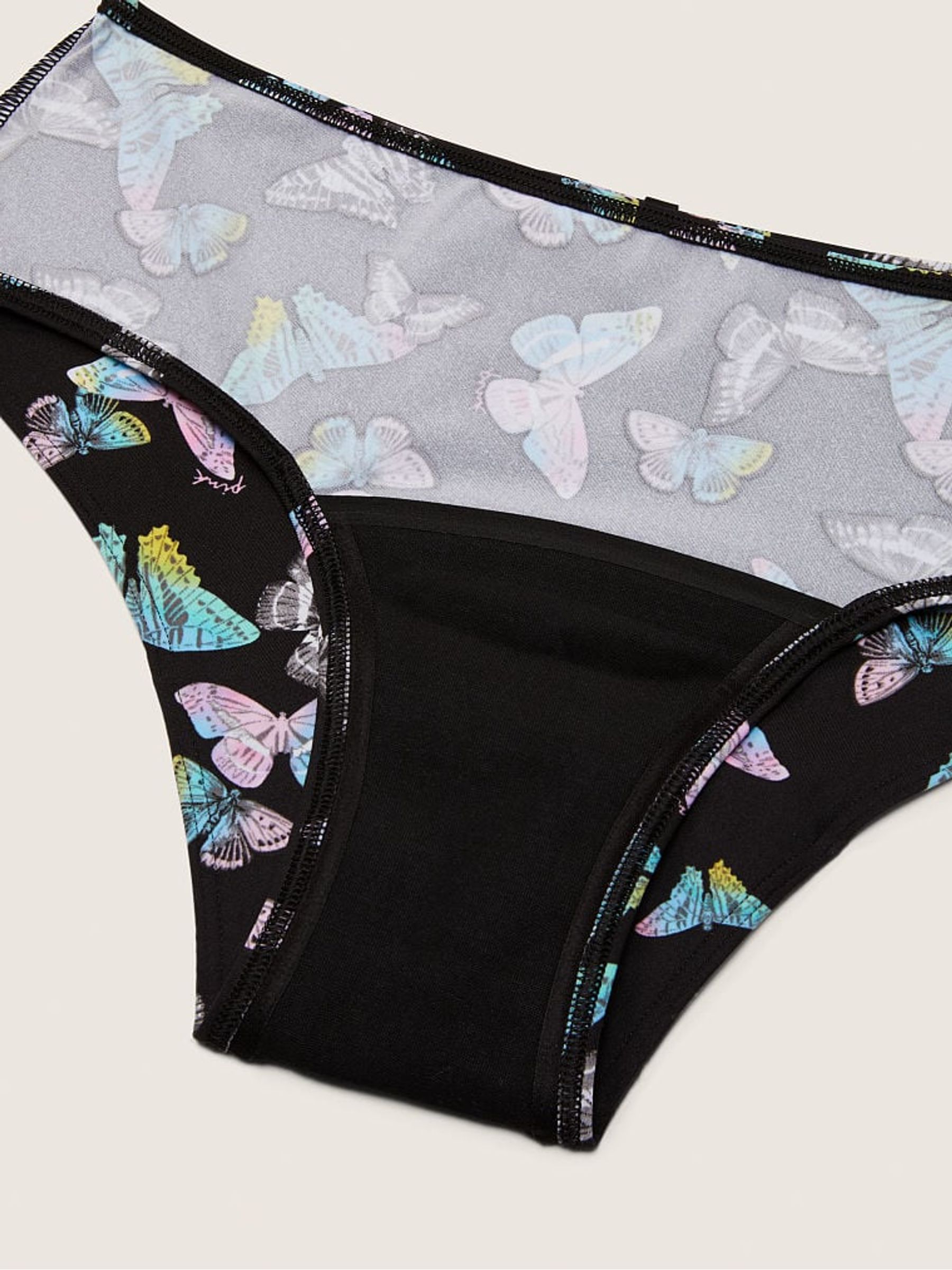 Pure Black Butterfly Print Period Hipster Underwear - Image 4 of 4
